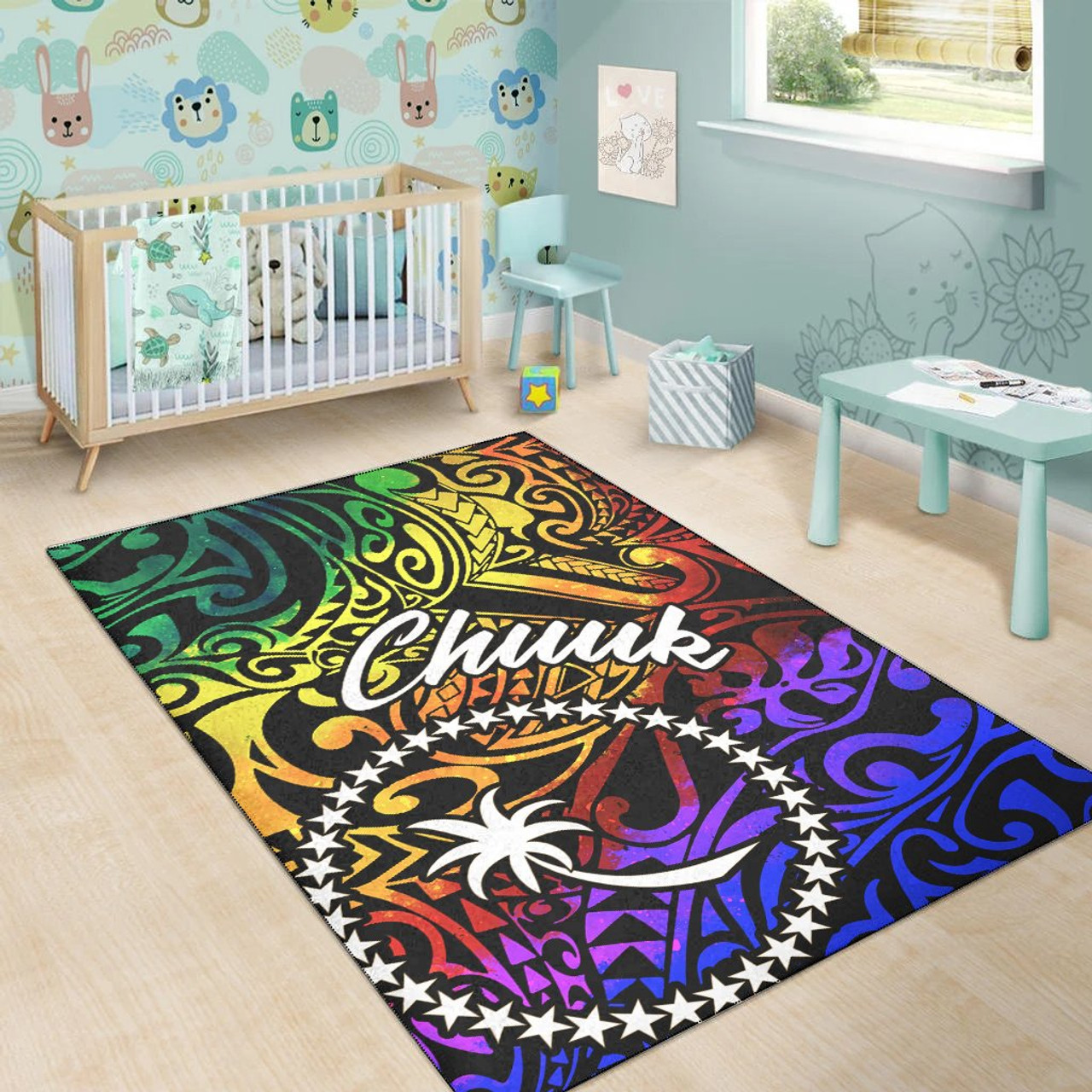 Chuuk Area Rug - Rainbow Polynesian Pattern Polynesian 5