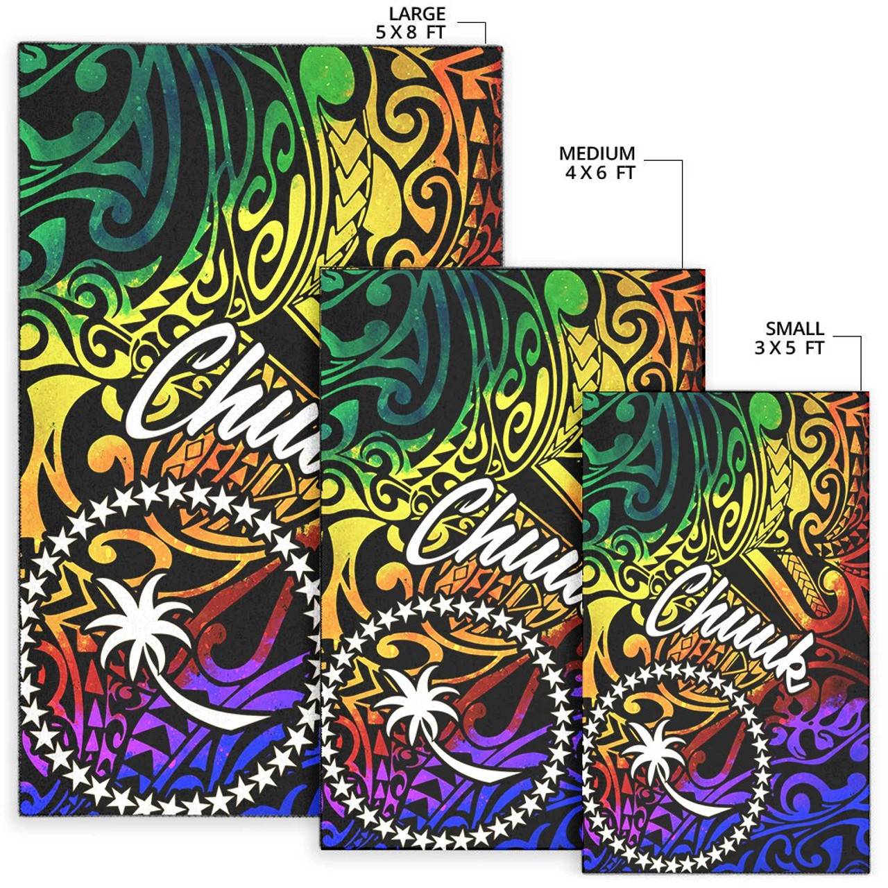 Chuuk Area Rug - Rainbow Polynesian Pattern Polynesian 6