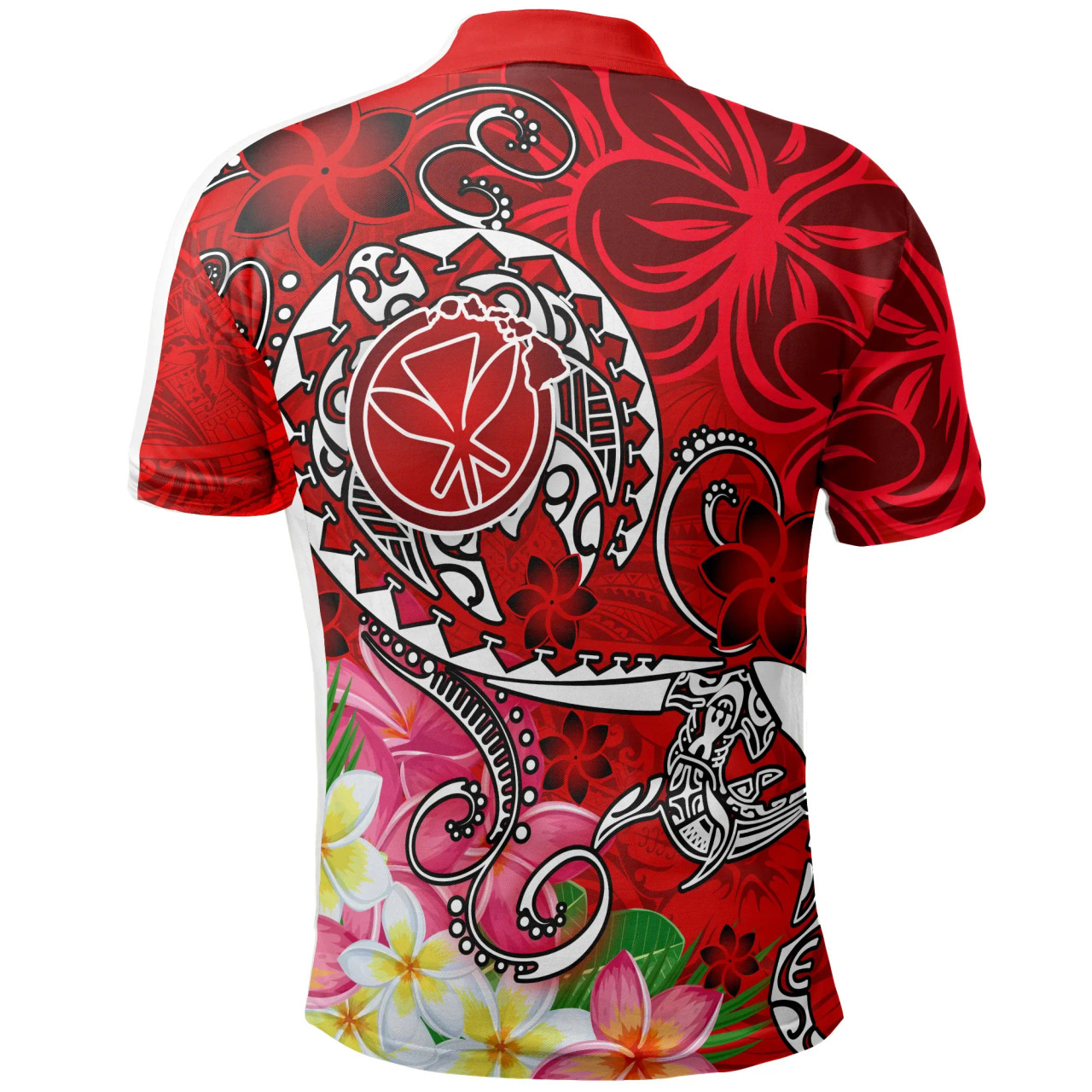 Hawaii Polo Shirt - Turtle Plumeria Polynesian Tattoo Red Color 2