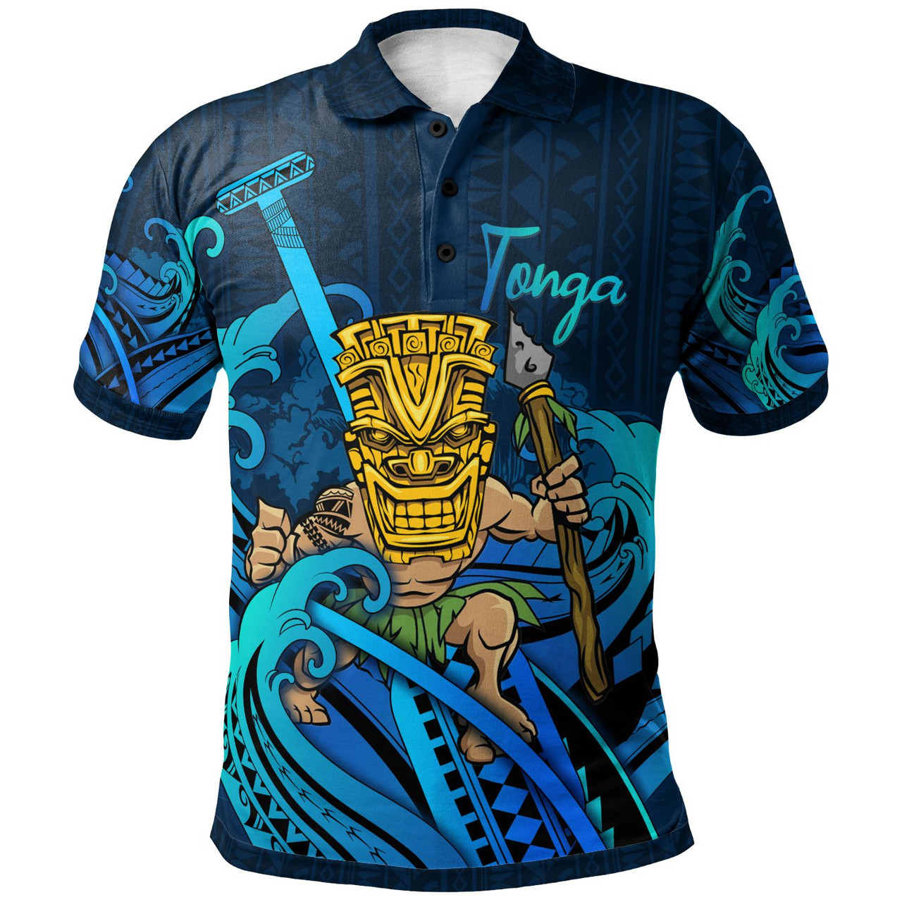 Tonga Polo Shirt - Tiki And Waves 1