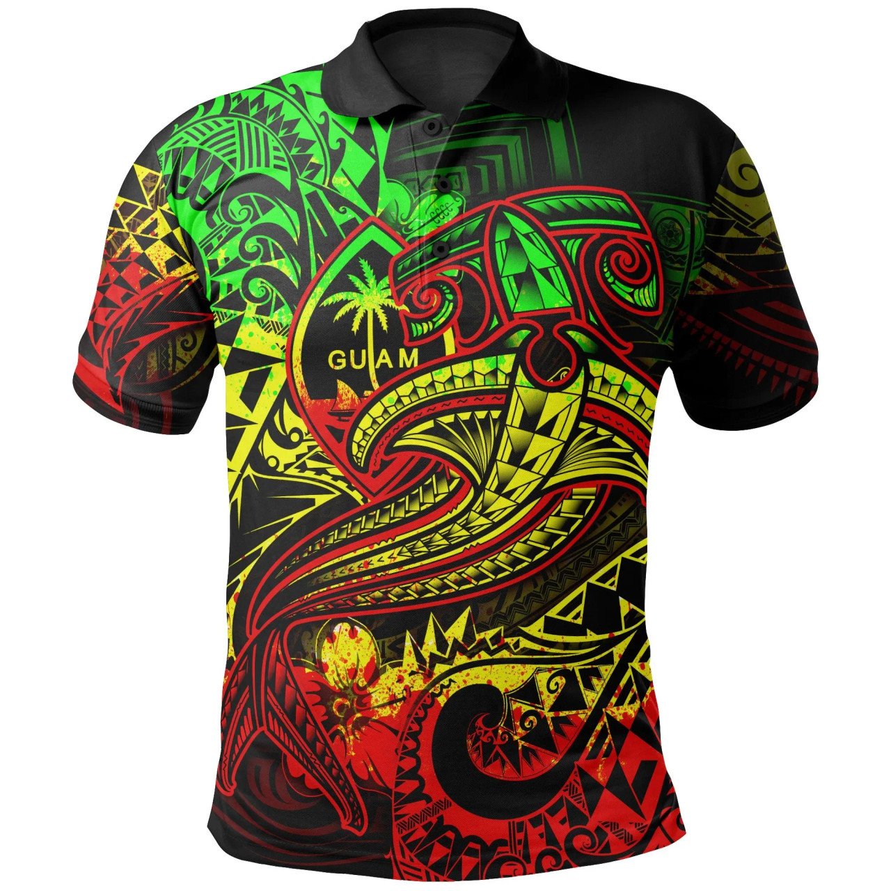 Guam Polynesian Polo Shirt - Reggae Shark Polynesian Tattoo 1