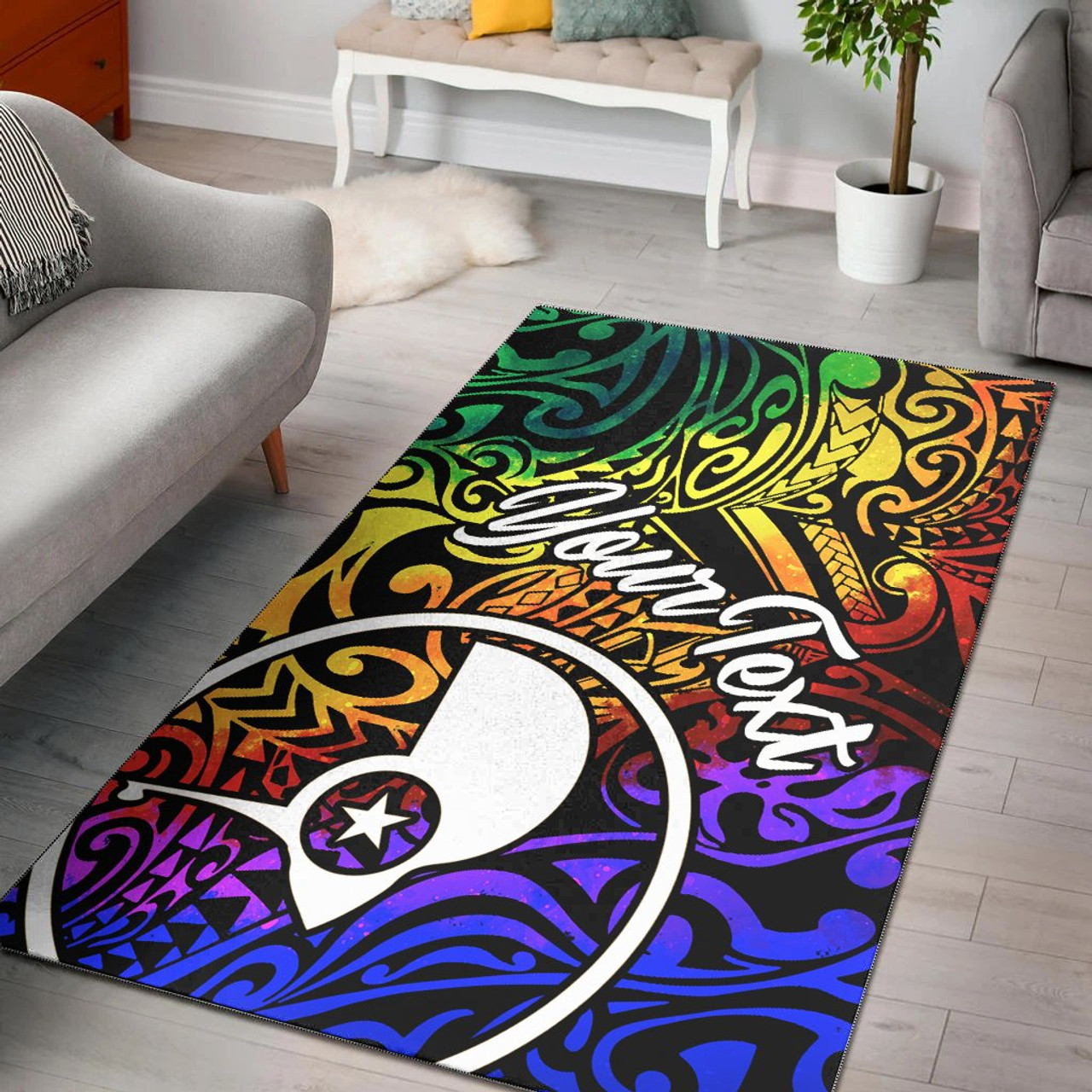 Yap Custom Personalised Area Rug - Rainbow Polynesian Pattern Polynesian 1