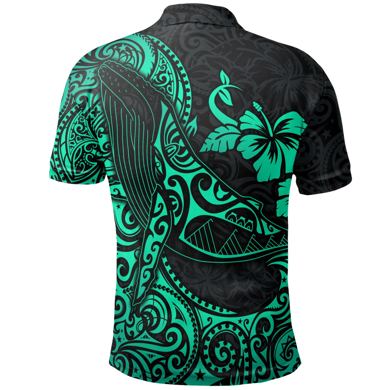 Polynesian Hawaii Polo Shirt - Polynesian Turquoise Humpback Whale 2