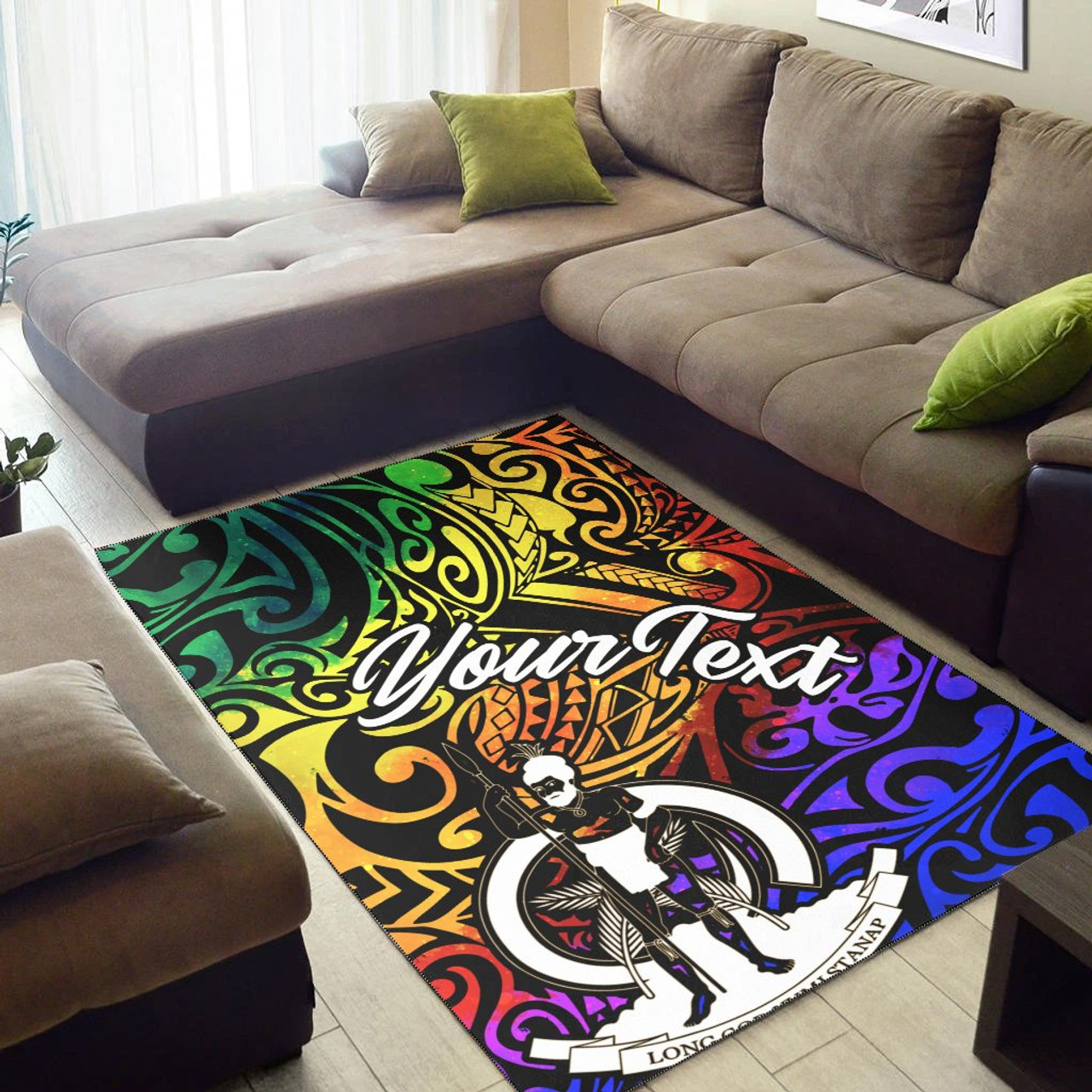 Vanuatu Custom Personalised Area Rug - Rainbow Polynesian Pattern Polynesian 2