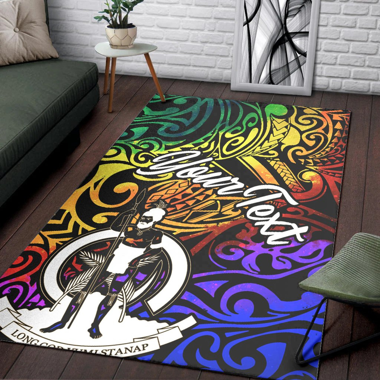 Vanuatu Custom Personalised Area Rug - Rainbow Polynesian Pattern Polynesian 3