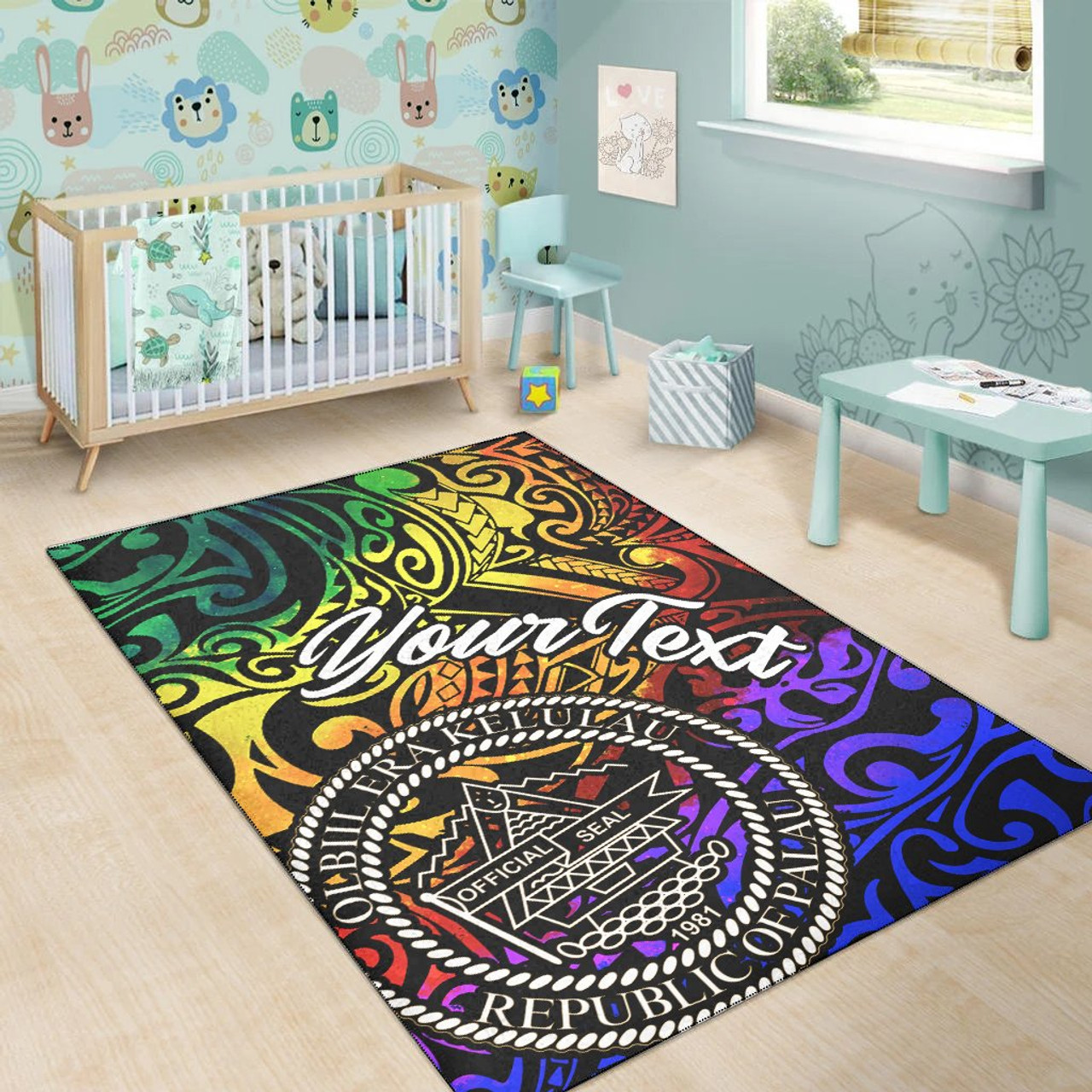 Palau Custom Personalised Area Rug - Rainbow Polynesian Pattern Polynesian 5