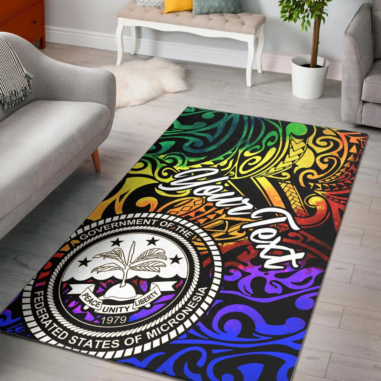 Federated States of Micronesia Custom Personalised Area Rug - Rainbow Polynesian Pattern Polynesian 1