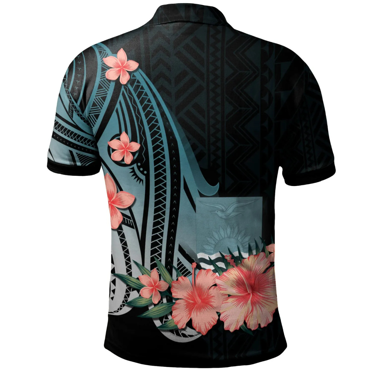 Kiribati Personalised Custom Polo Shirt - Turquoise Polynesian Hibiscus Pattern Style 2