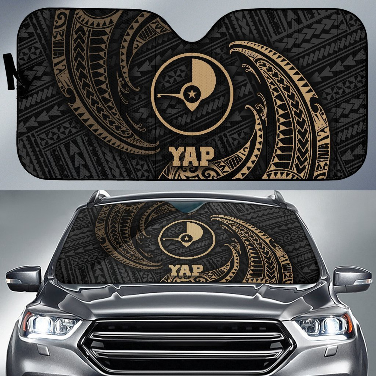 Polynesian Yap Sun Shades - Gold Tribal Wave