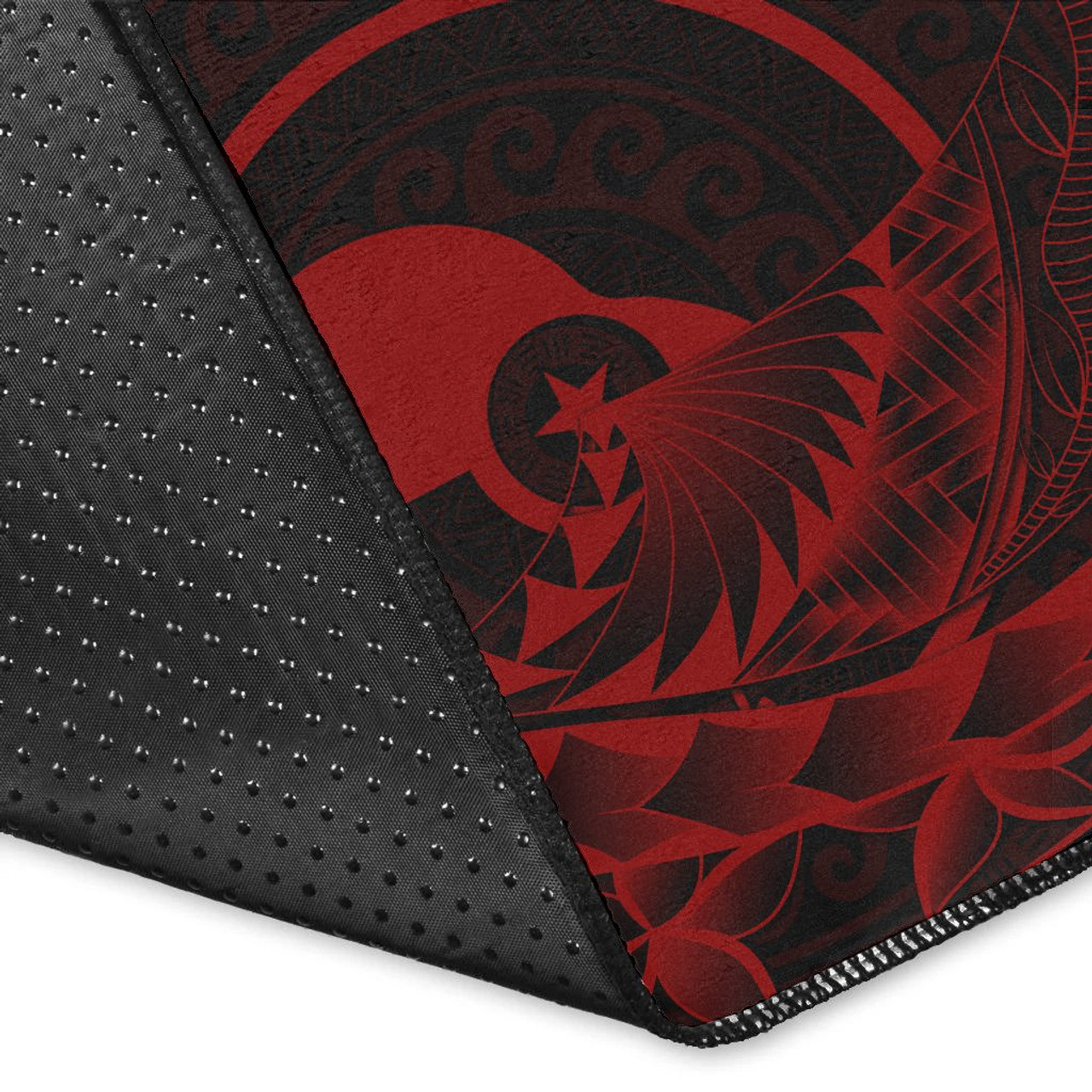 Yap Area Rug - Polynesian Pattern Style Red Color Polynesian 3