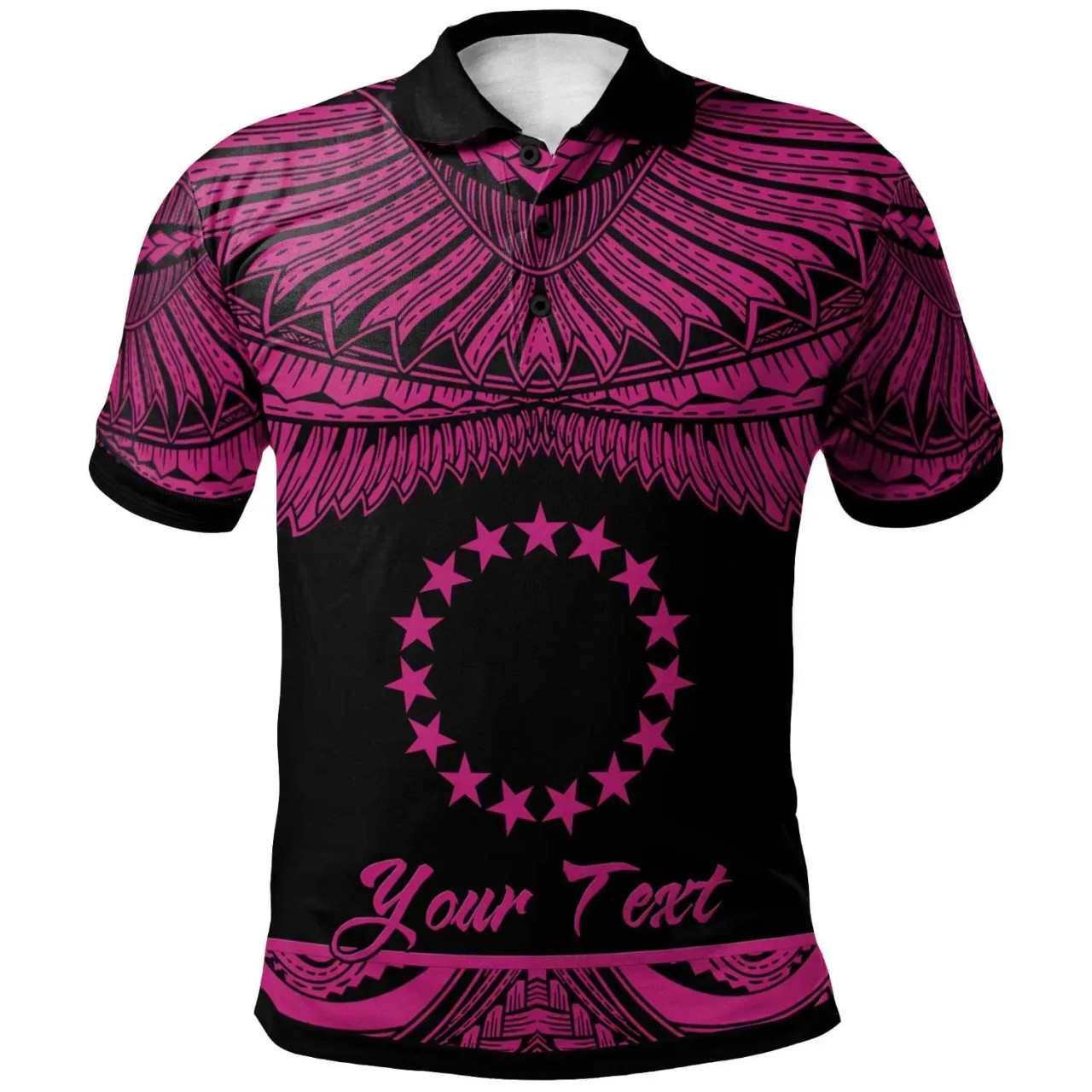 Cook Islands Polynesian Custom Personalised Polo Shirt - Poly Tattoo Pink Version 1