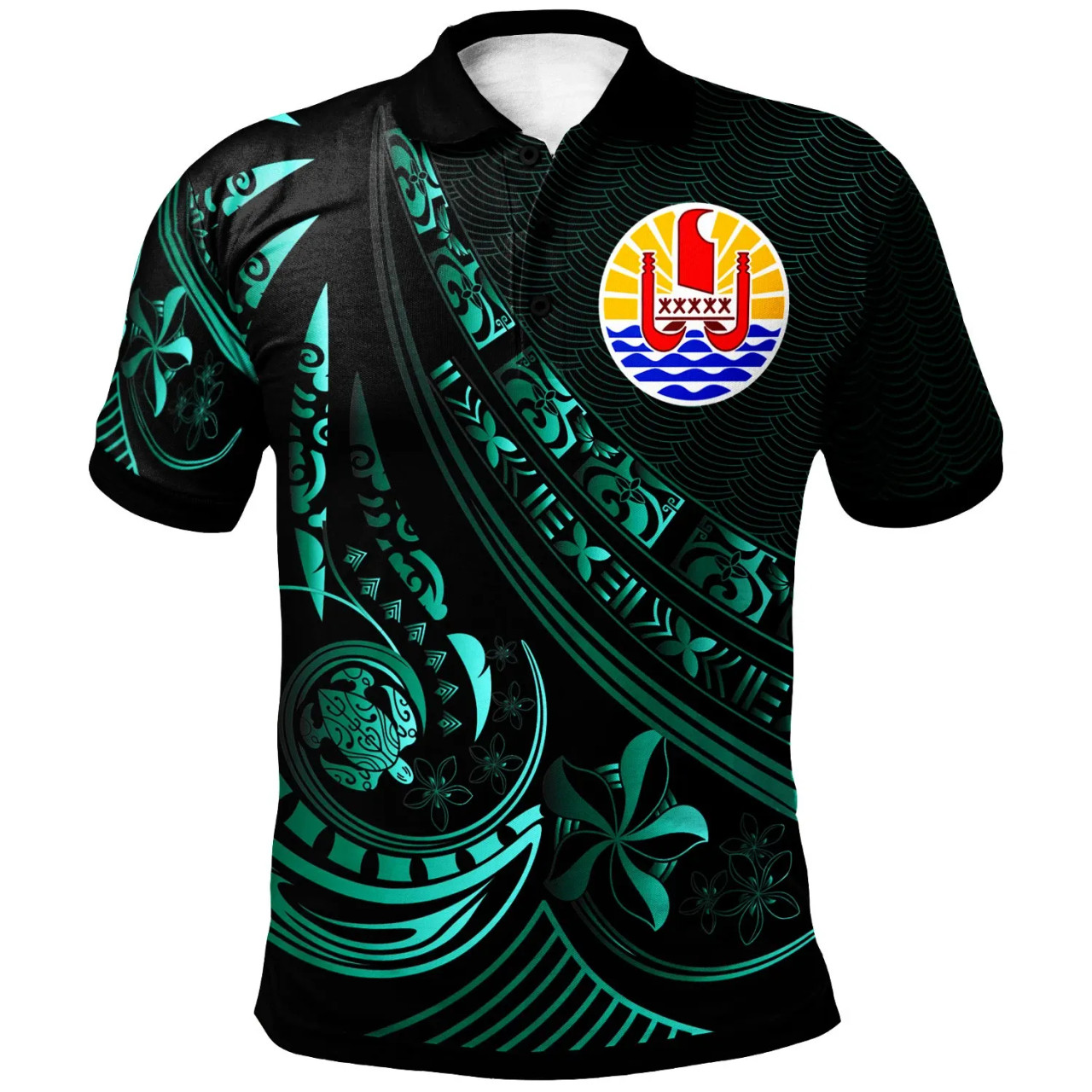 Tahiti Polo Shirt - The Flow Of The Ocean Green 1