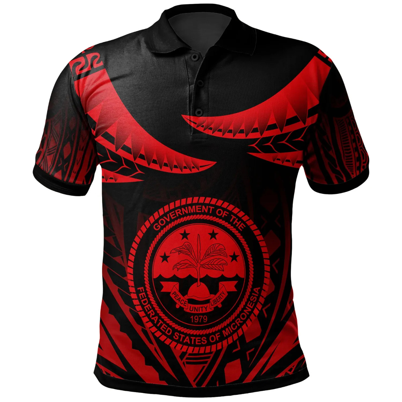 Federated States of Micronesia Polo Shirt - Polynesian Tribal Tattoo 1