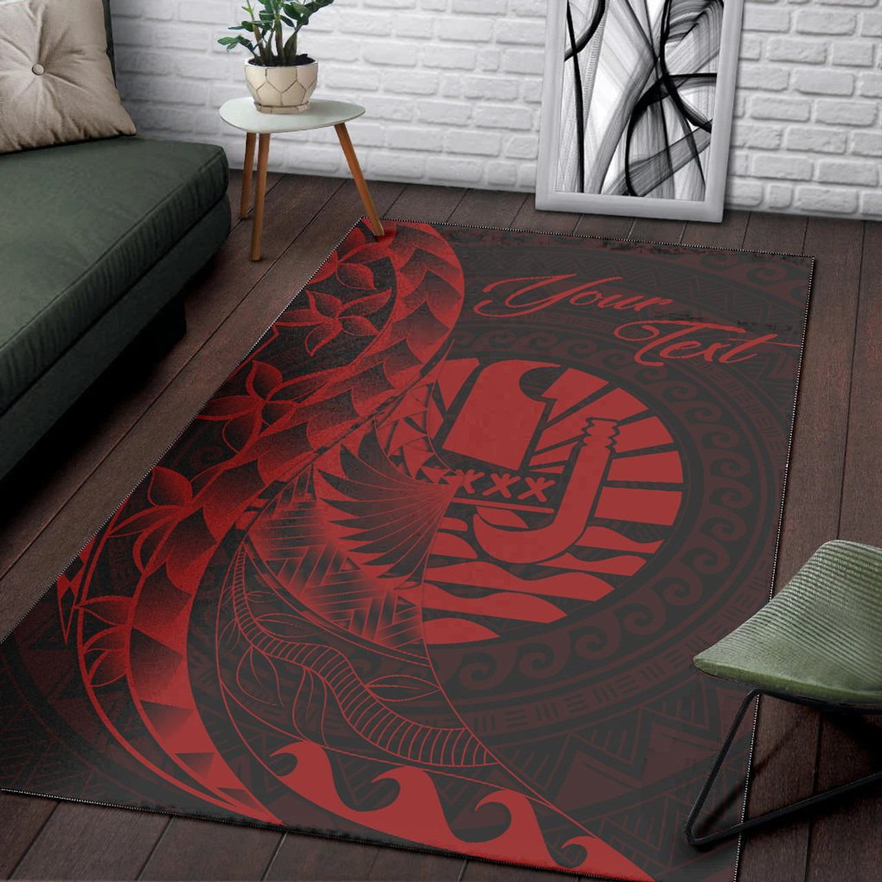 Tahiti Area Rug - Custom Personalised Polynesian Pattern Style Red Color Polynesian 3