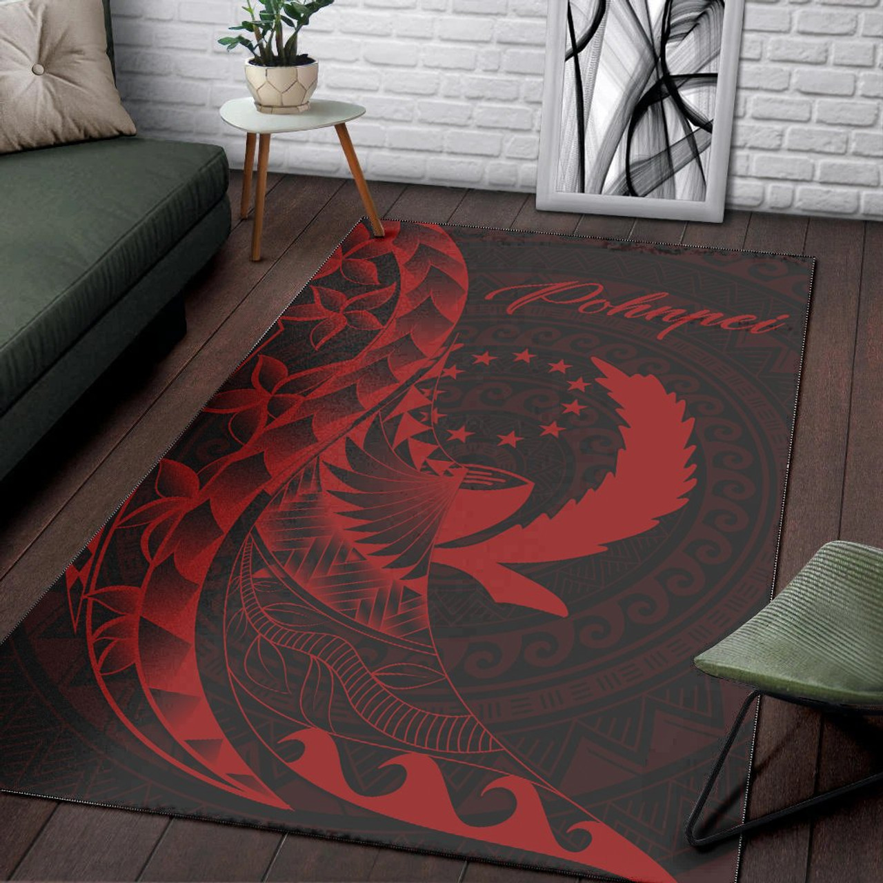 Pohnpei Area Rug - Polynesian Pattern Style Red Color Polynesian 6