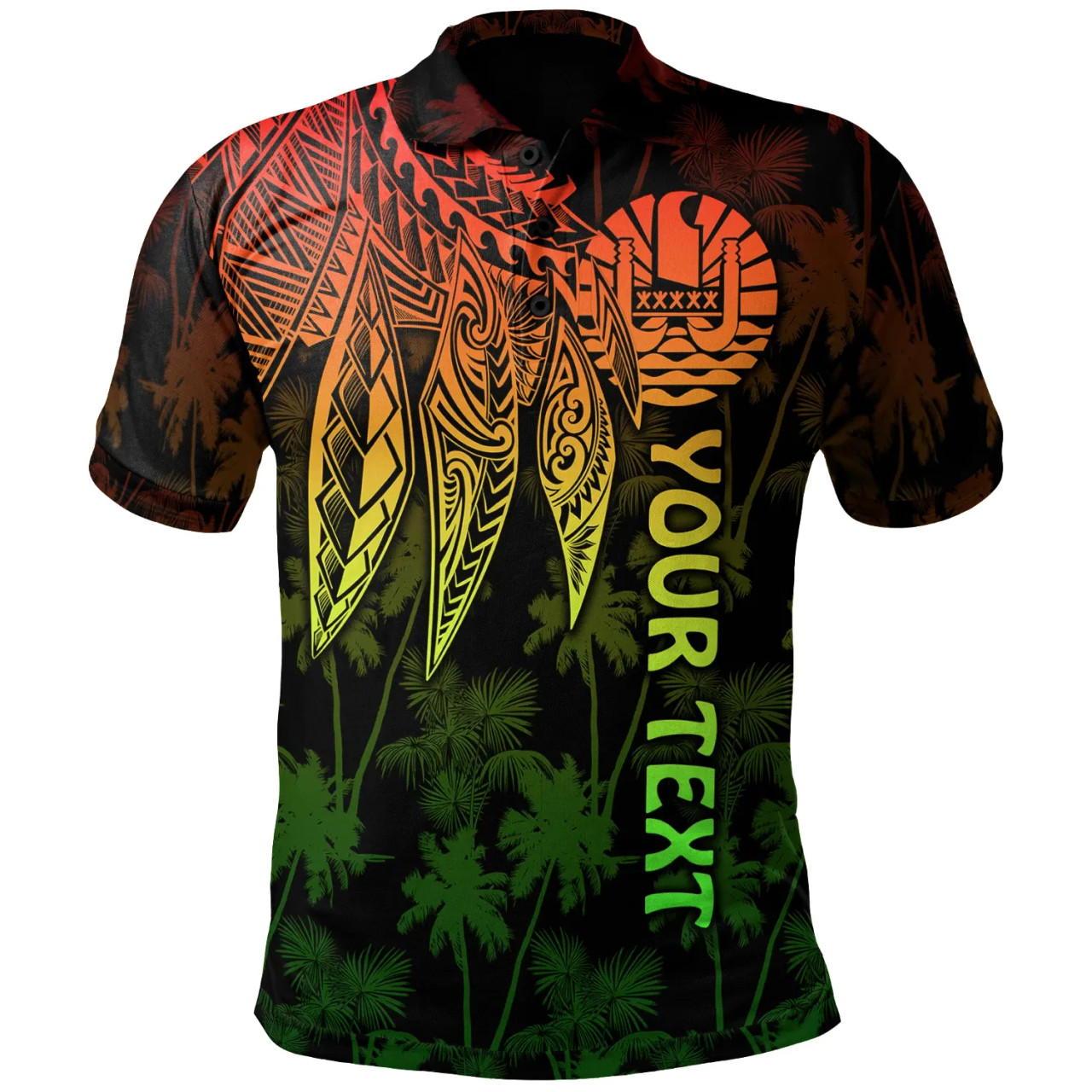 Tahiti Personalised Polo - Polynesian Wings (Reggae) 1