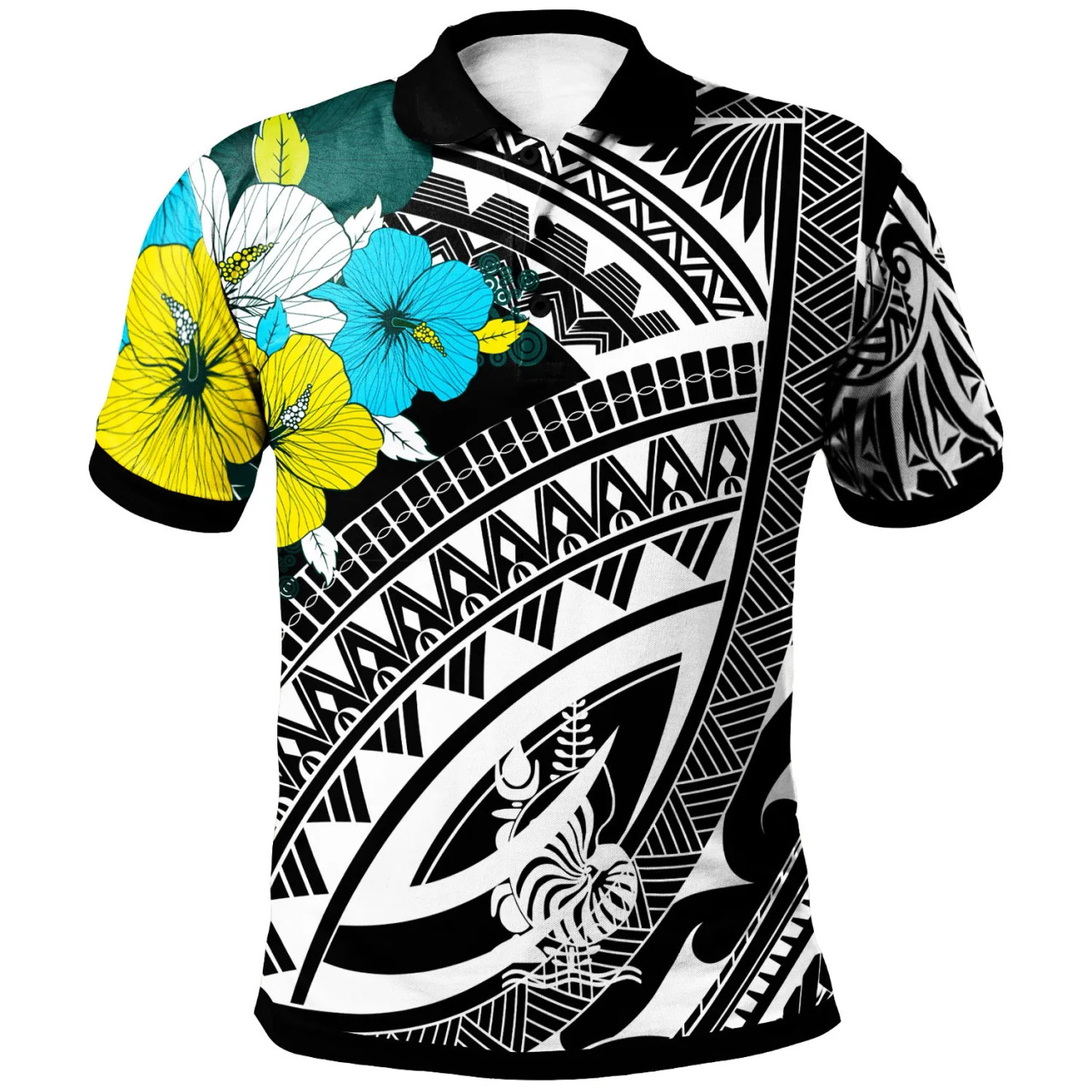 New Caledonia Polo Shirt  - Polynesian Pattern Black Color 1