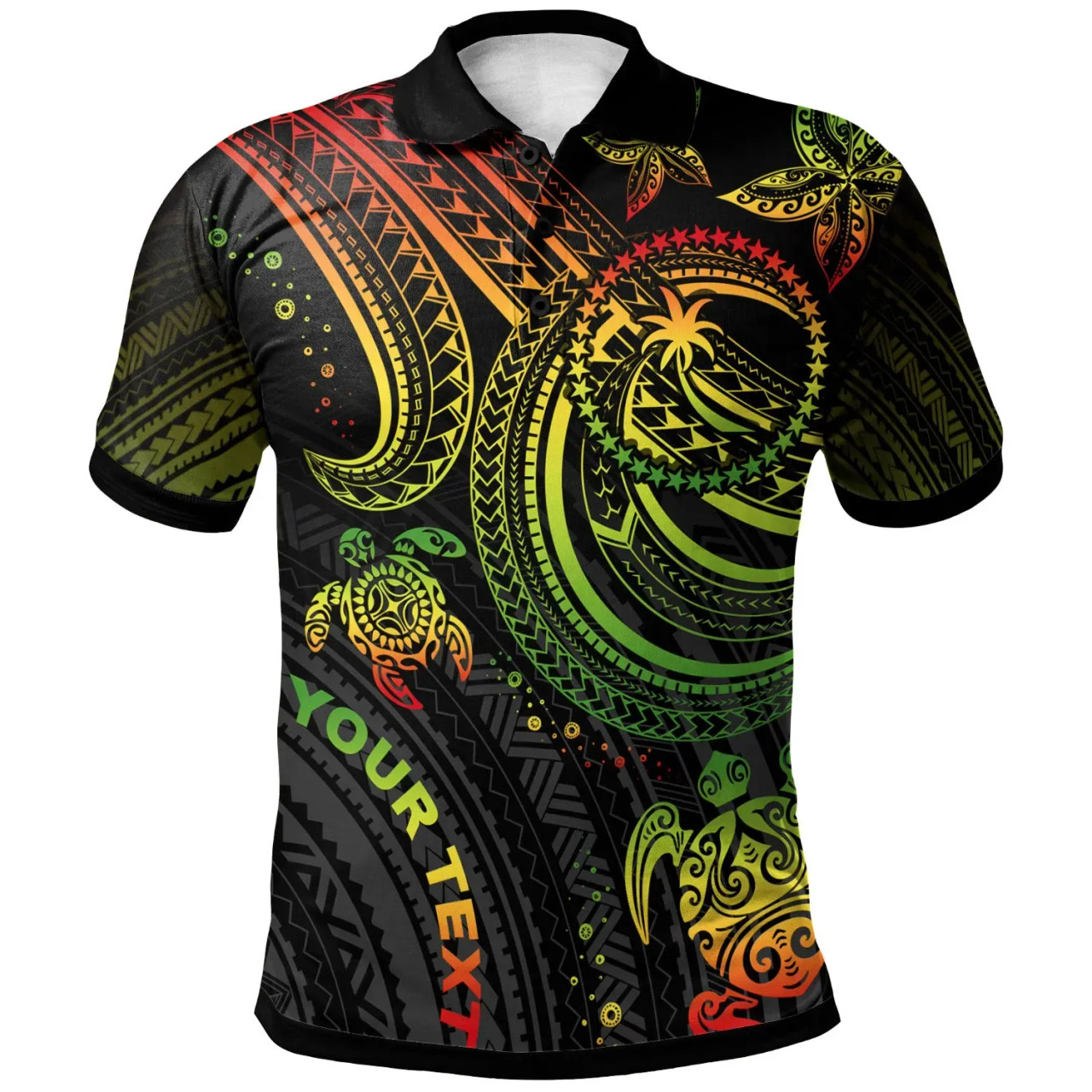 Chuuk Custom Personalised Polo Shirt - Reggae Turtle 1