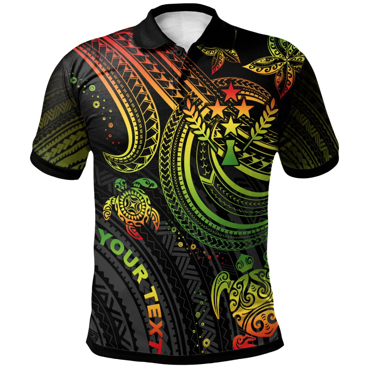 Kosrae Custom Personalised Polo Shirt - Reggae Turtle 1