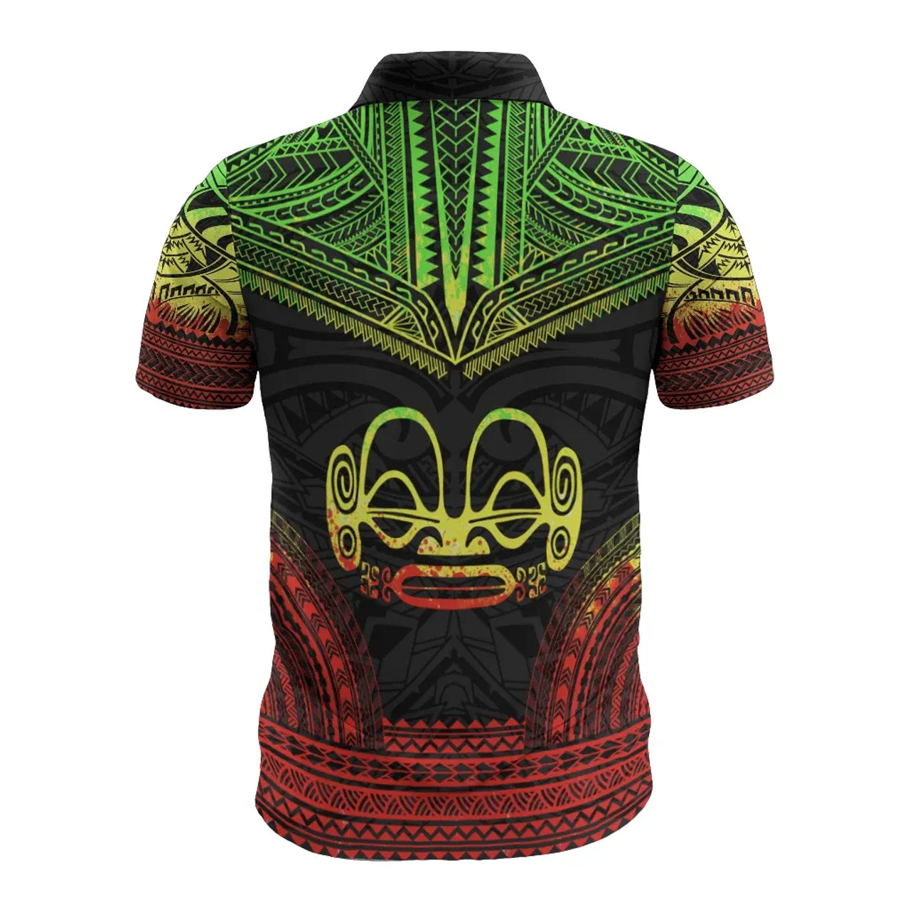 Marquesas Islands Polo Shirt - Marquesas Islands Tiki Face Polynesian Chief Tattoo Reggae Version 2