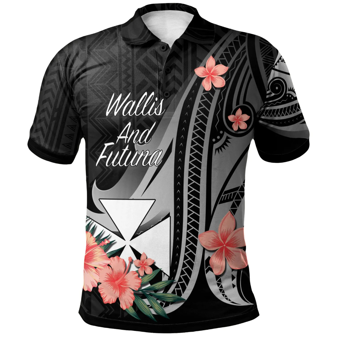 Wallis and Futuna Polo Shirt - Polynesian Hibiscus Pattern Style 1