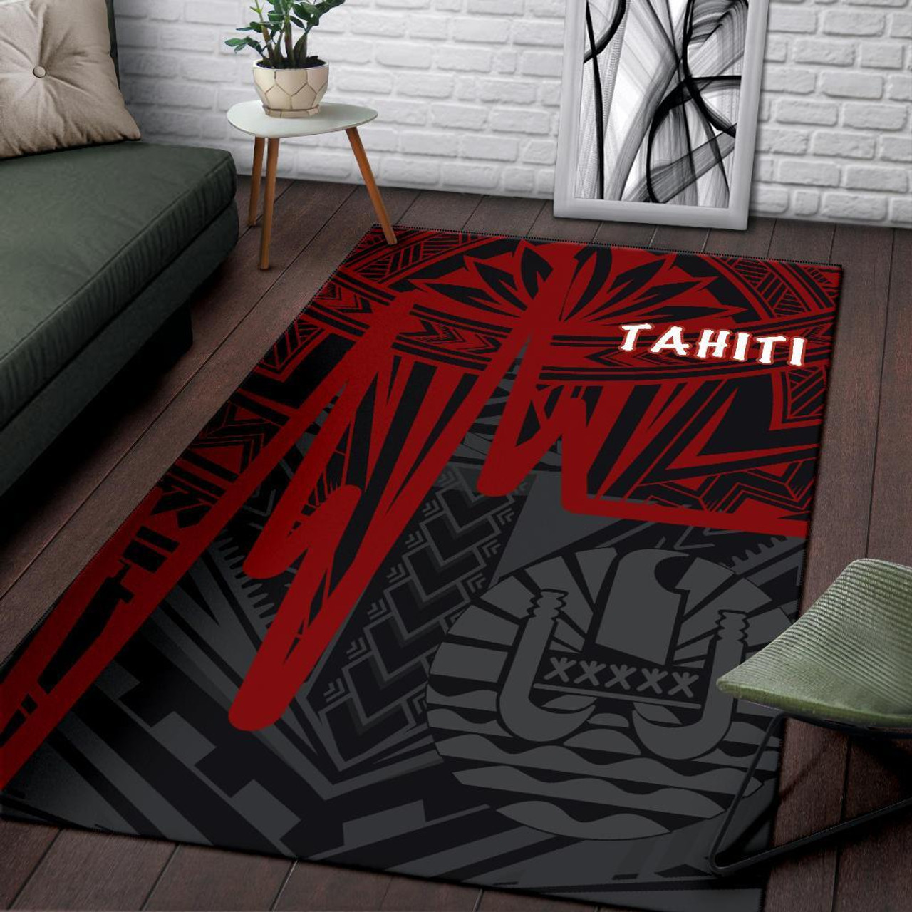 Tahiti Area Rug - Tahiti Seal In Heartbeat Patterns Style (Red) Polynesian 1