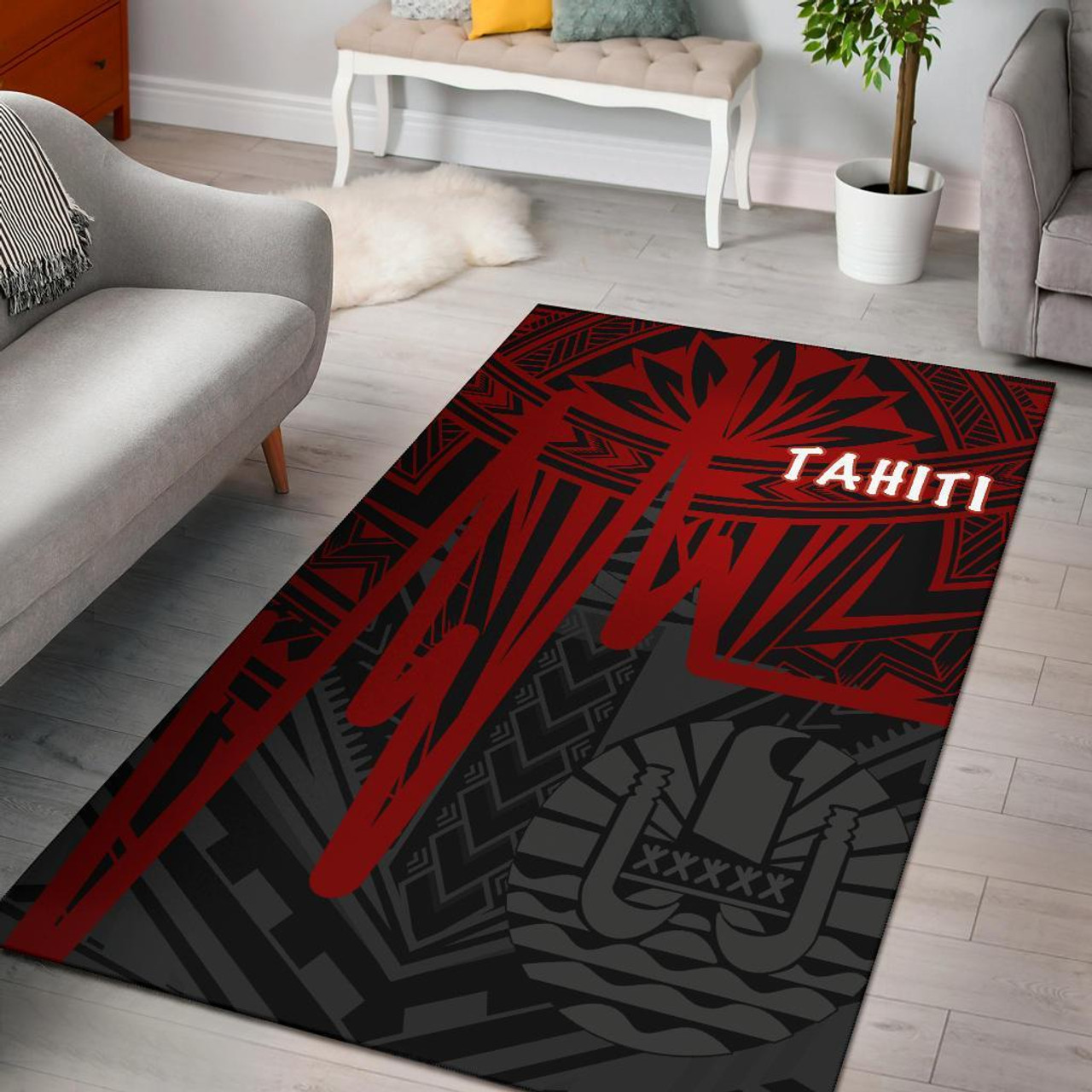 Tahiti Area Rug - Tahiti Seal In Heartbeat Patterns Style (Red) Polynesian 3