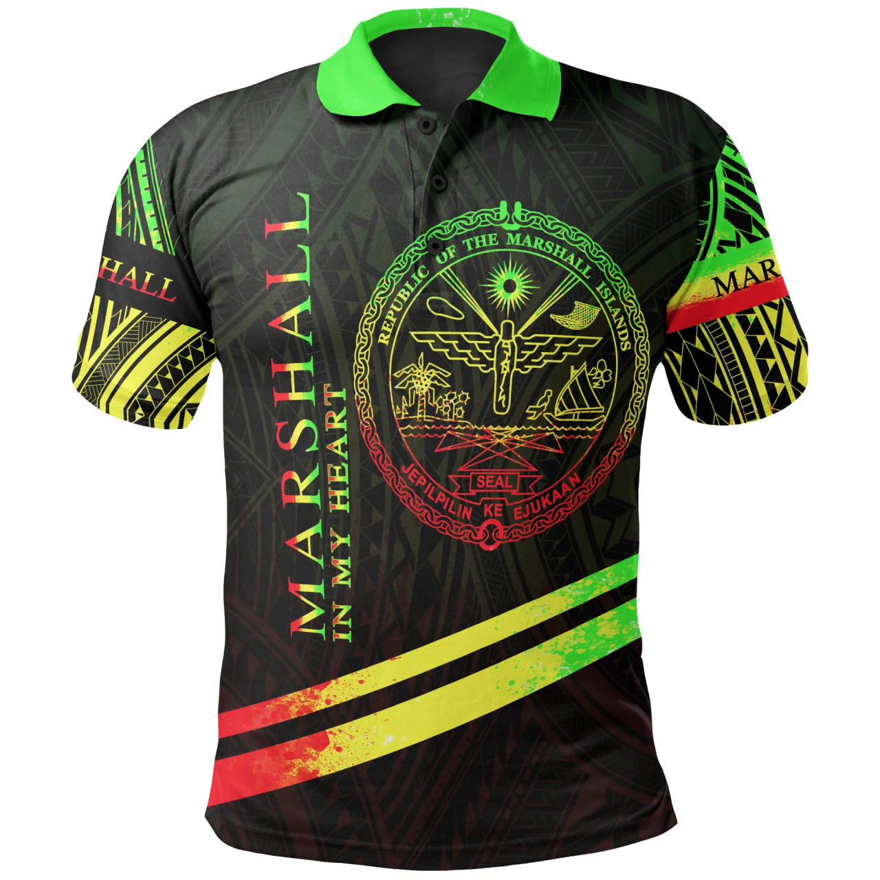 Marshall Islands Polo Shirt - In My Heart Style Reggae Polynesian Patterns 1