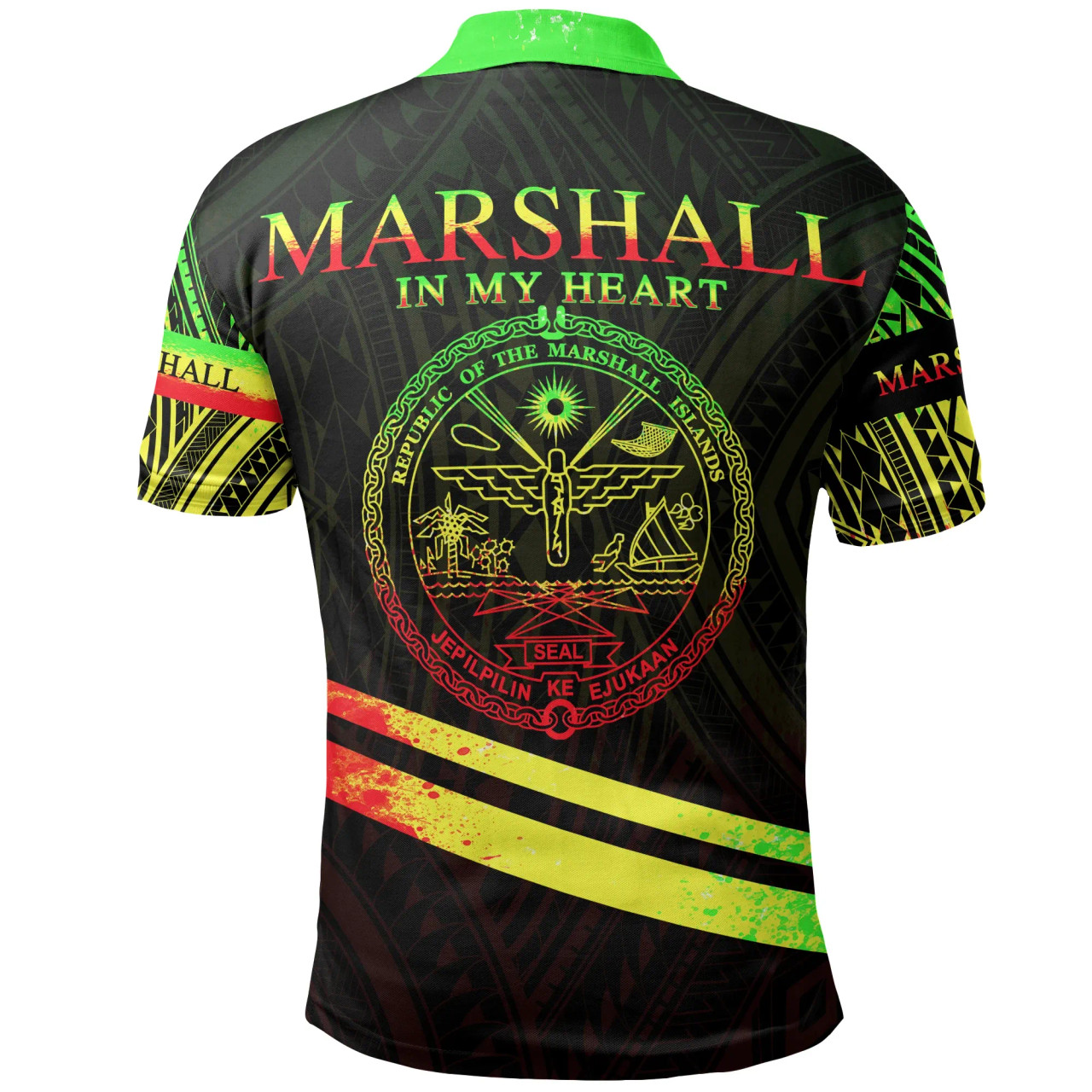 Marshall Islands Polo Shirt - In My Heart Style Reggae Polynesian Patterns 2