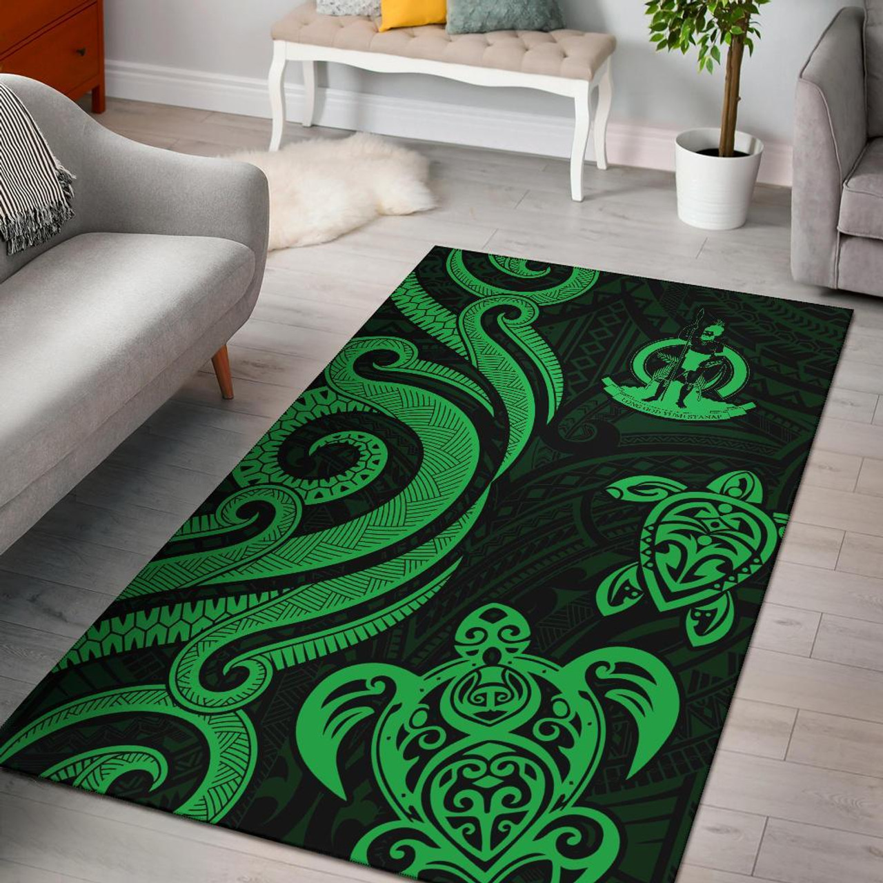 Wallis and Futuna Area Rug - Green Tentacle Turtle Polynesian 1