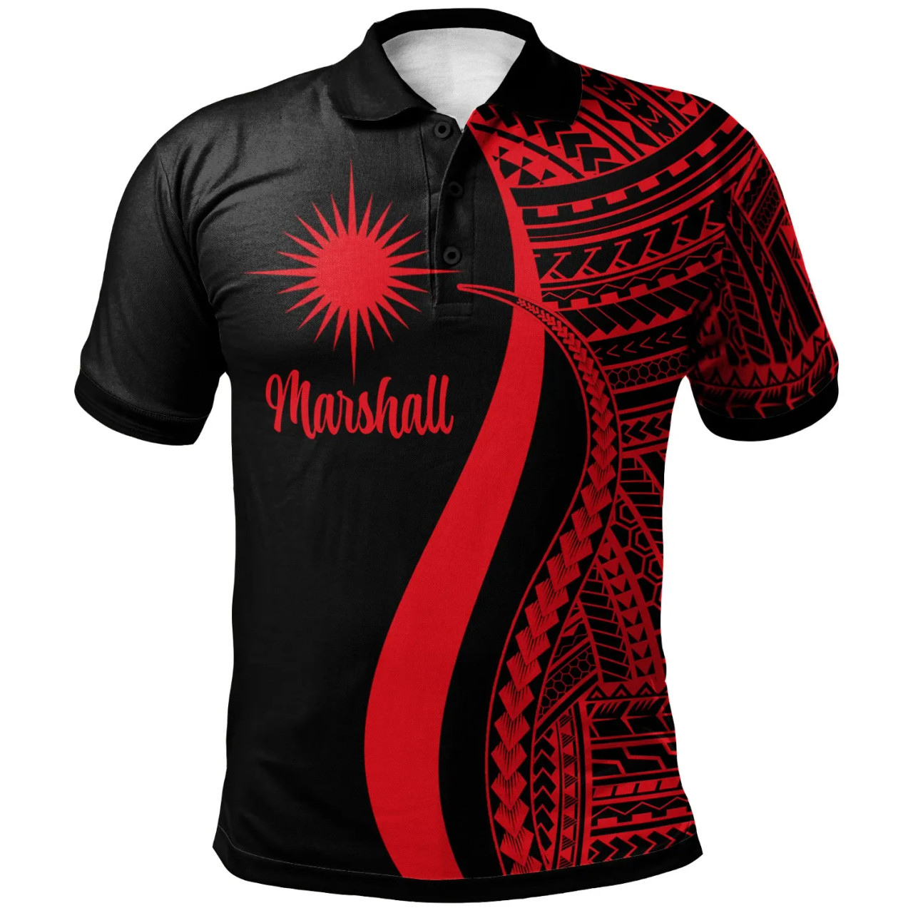 Marshall Islands Polo Shirt Red - Polynesian Tentacle Tribal Pattern 1