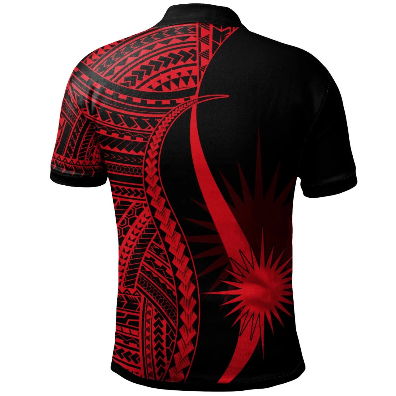 Marshall Islands Polo Shirt Red - Polynesian Tentacle Tribal Pattern 2