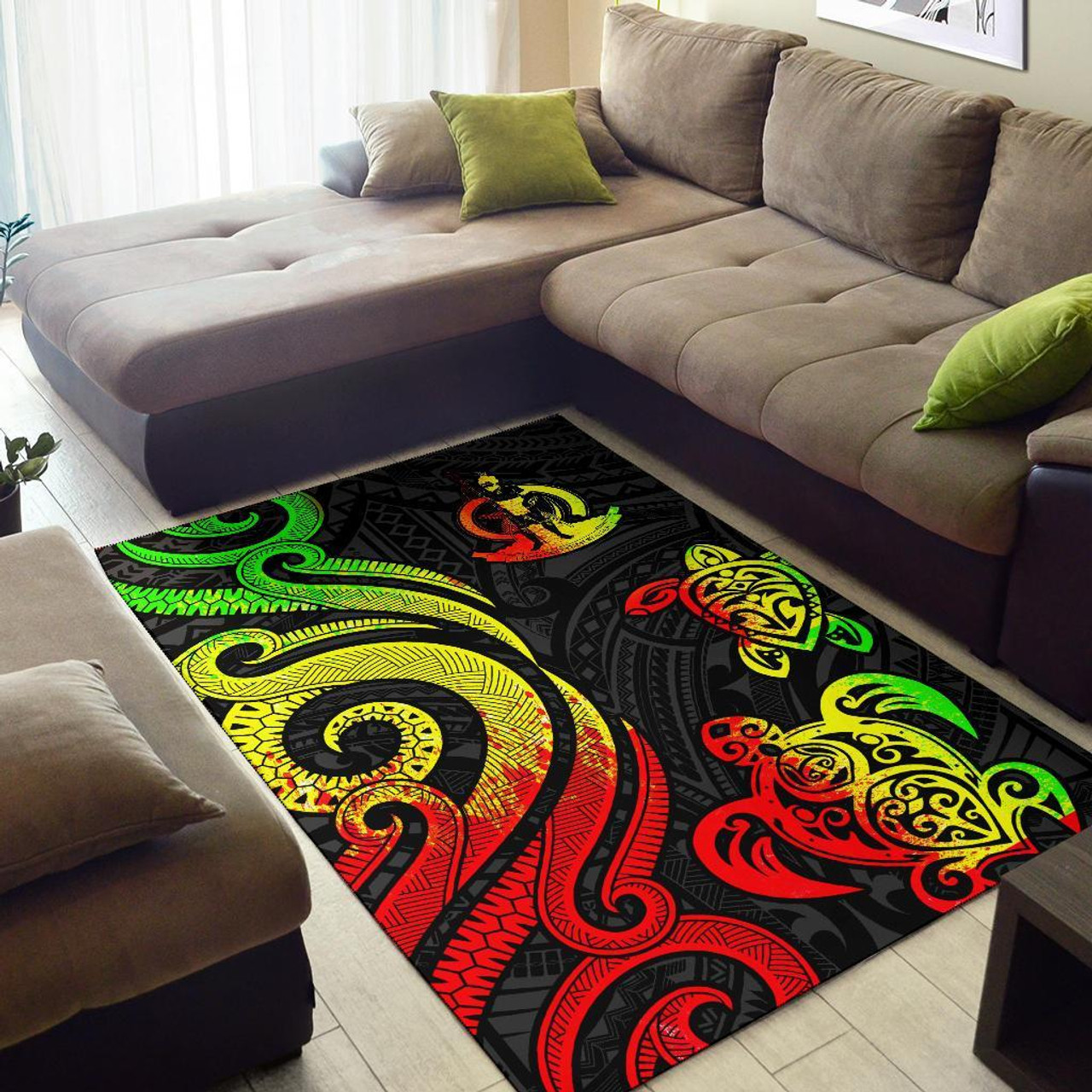 Vanuatu Area Rug - Reggae Tentacle Turtle Polynesian 2