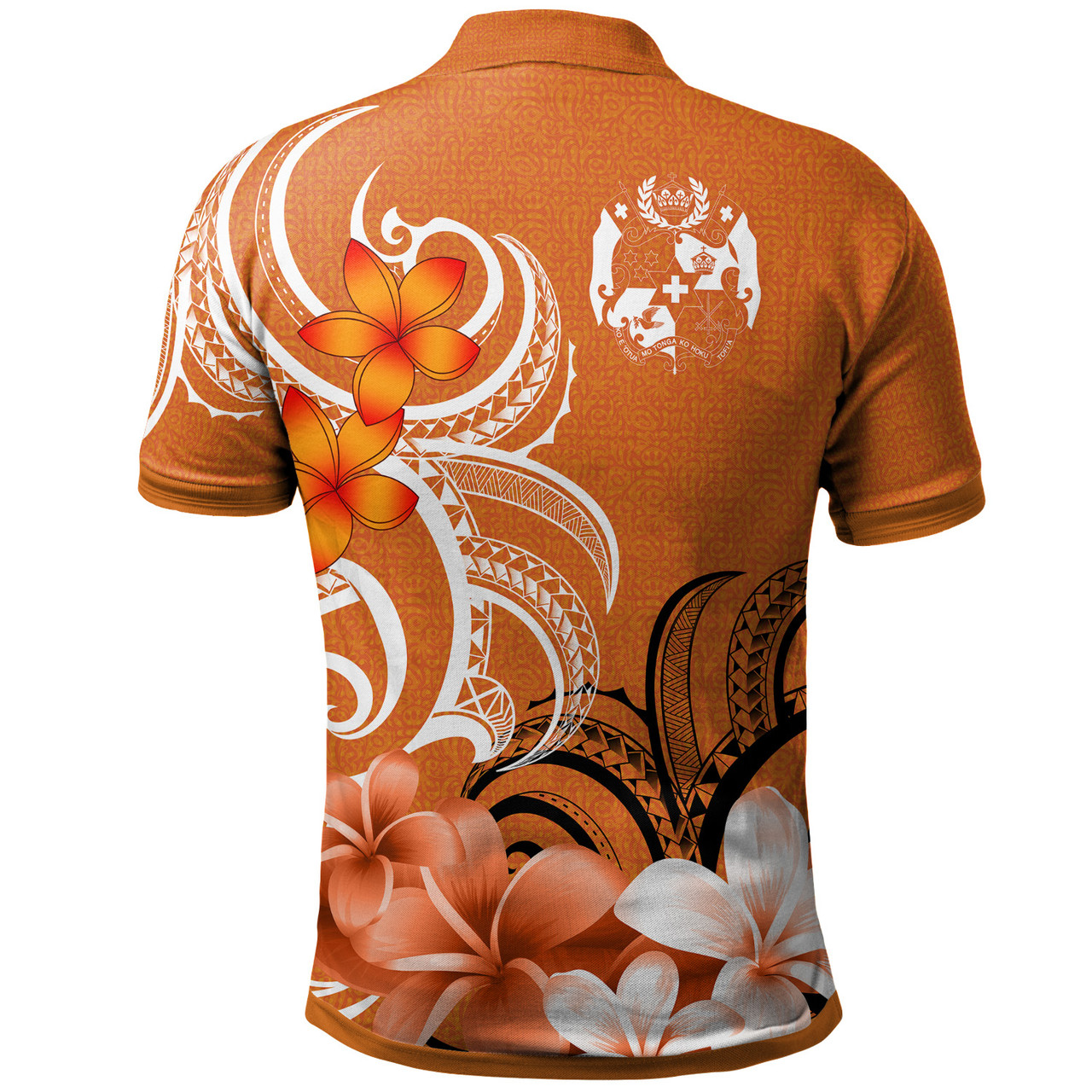 Tonga Custom Personalised Polo Shirt - Floral Spirit Orange2