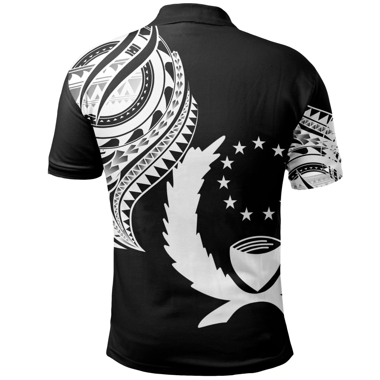 Pohnpei State Polo Shirt - Pohnpei State Tatau White Patterns With Coat Of Arms 2
