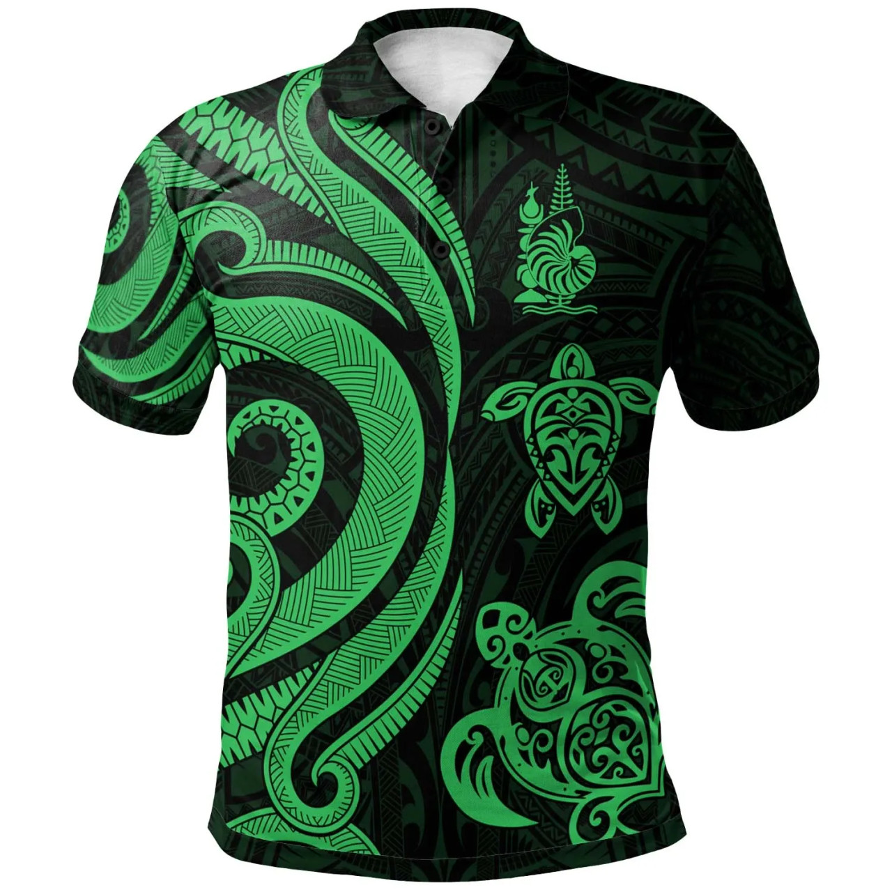 New Caledonia Polo Shirt - Green Tentacle Turtle 1