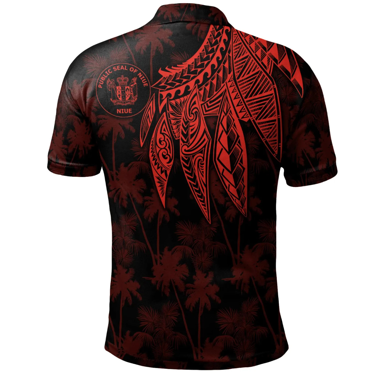 Niue Personalised Polo - Polynesian Wings (Red) 2