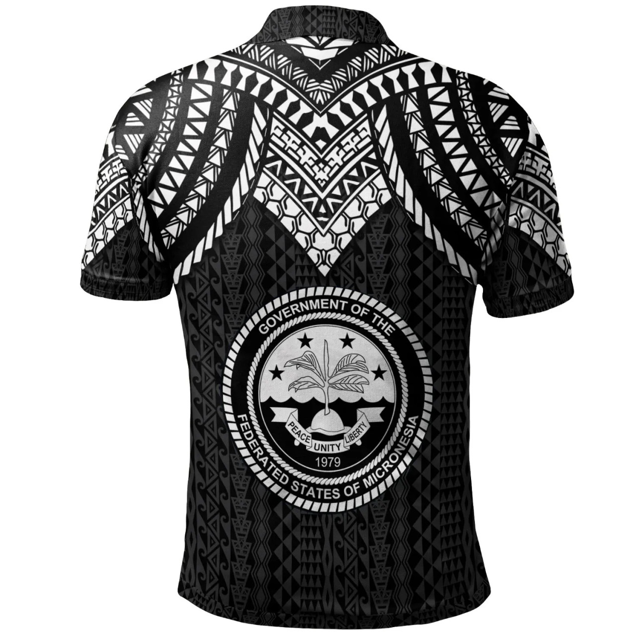 Federated States Of Micronesia Custom Personalised Polo Shirt - Polynesian Armor Style Black 2