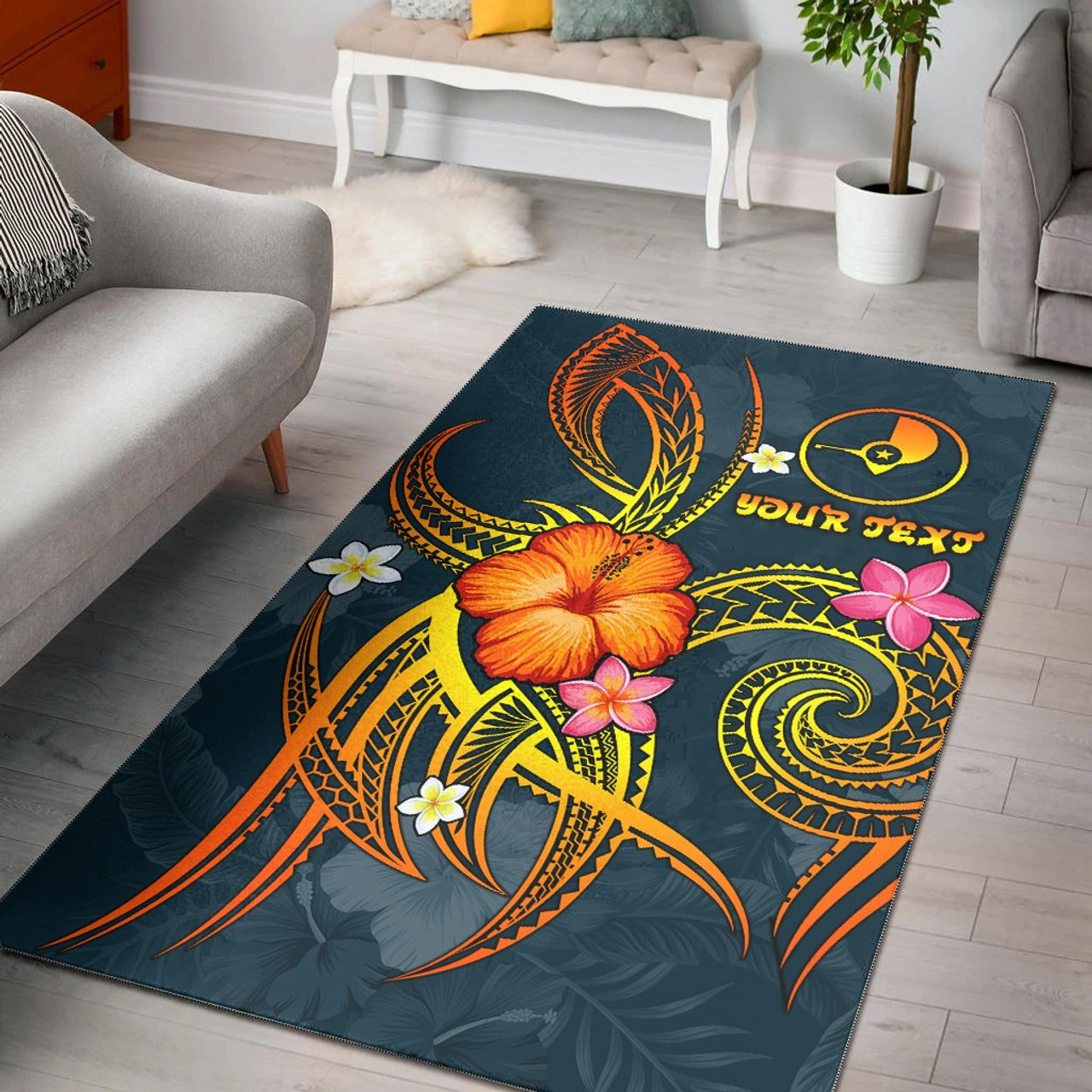 YAP Polynesian Personalised Area Rug - Legend of YAP (Blue) Polynesian 1