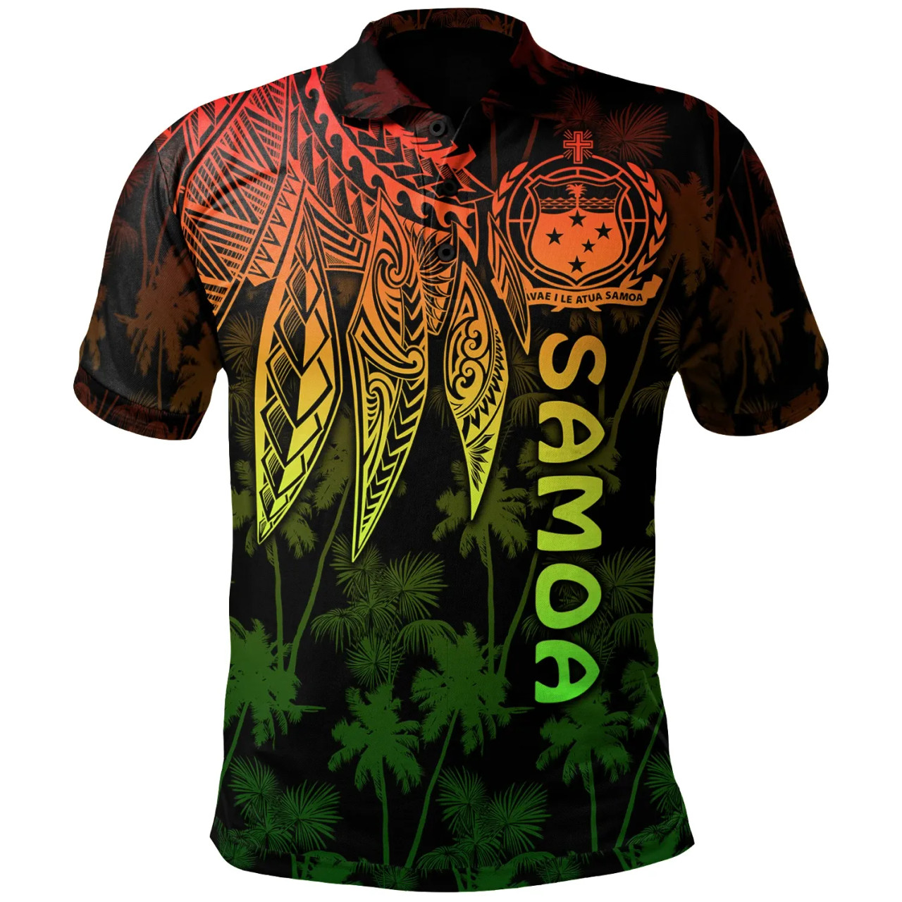 Samoa Polo Shirt - Polynesian Wings (Reggae) 1