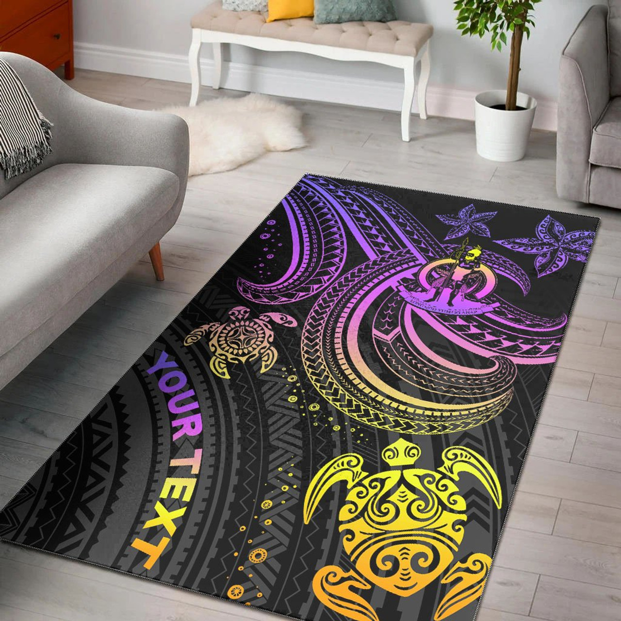 Vanuatu Custom Personalised Area Rug - Pink Turtle Polynesian 1