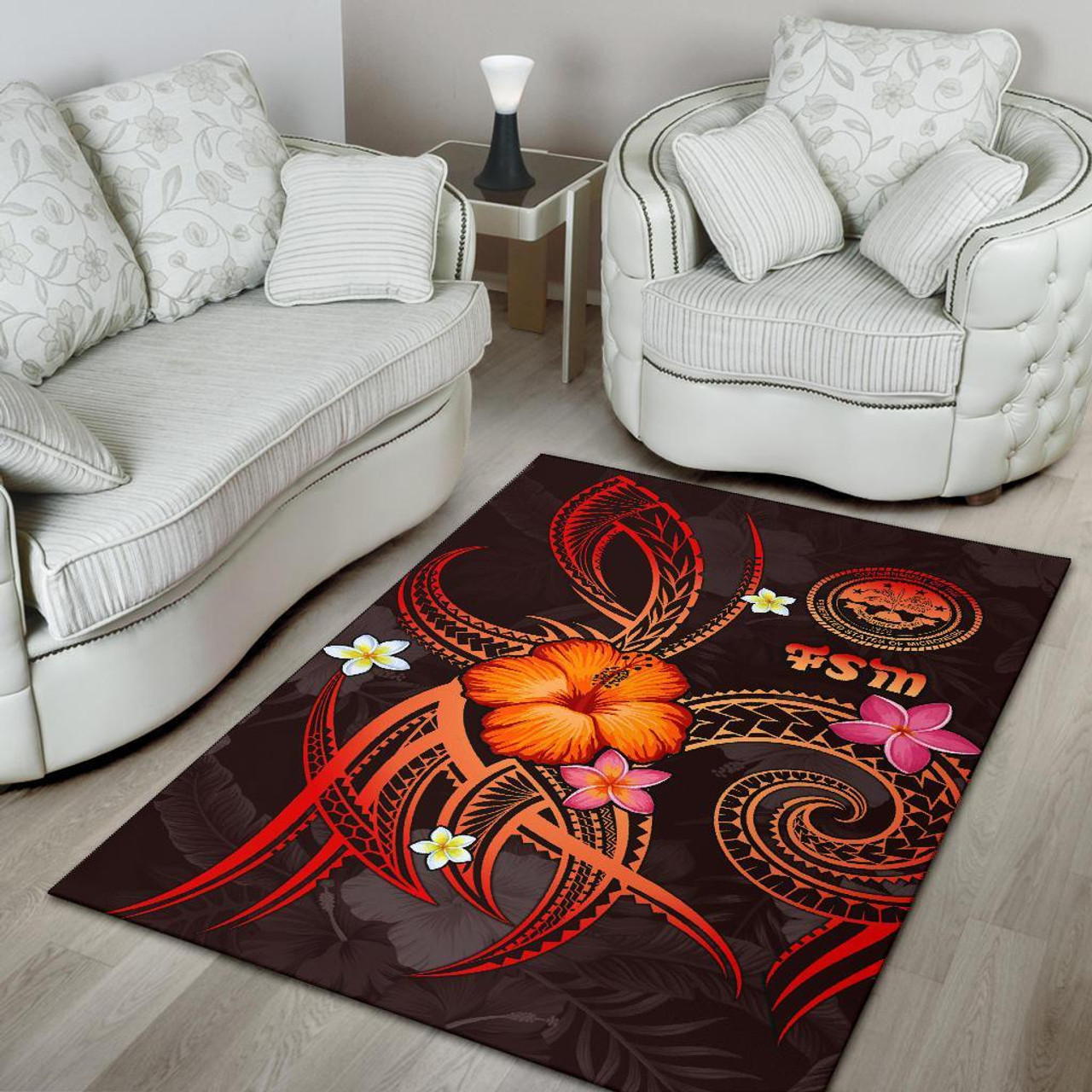 Federated States of Micronesia Polynesian Area Rug - Legend of FSM (Red) Polynesian 4