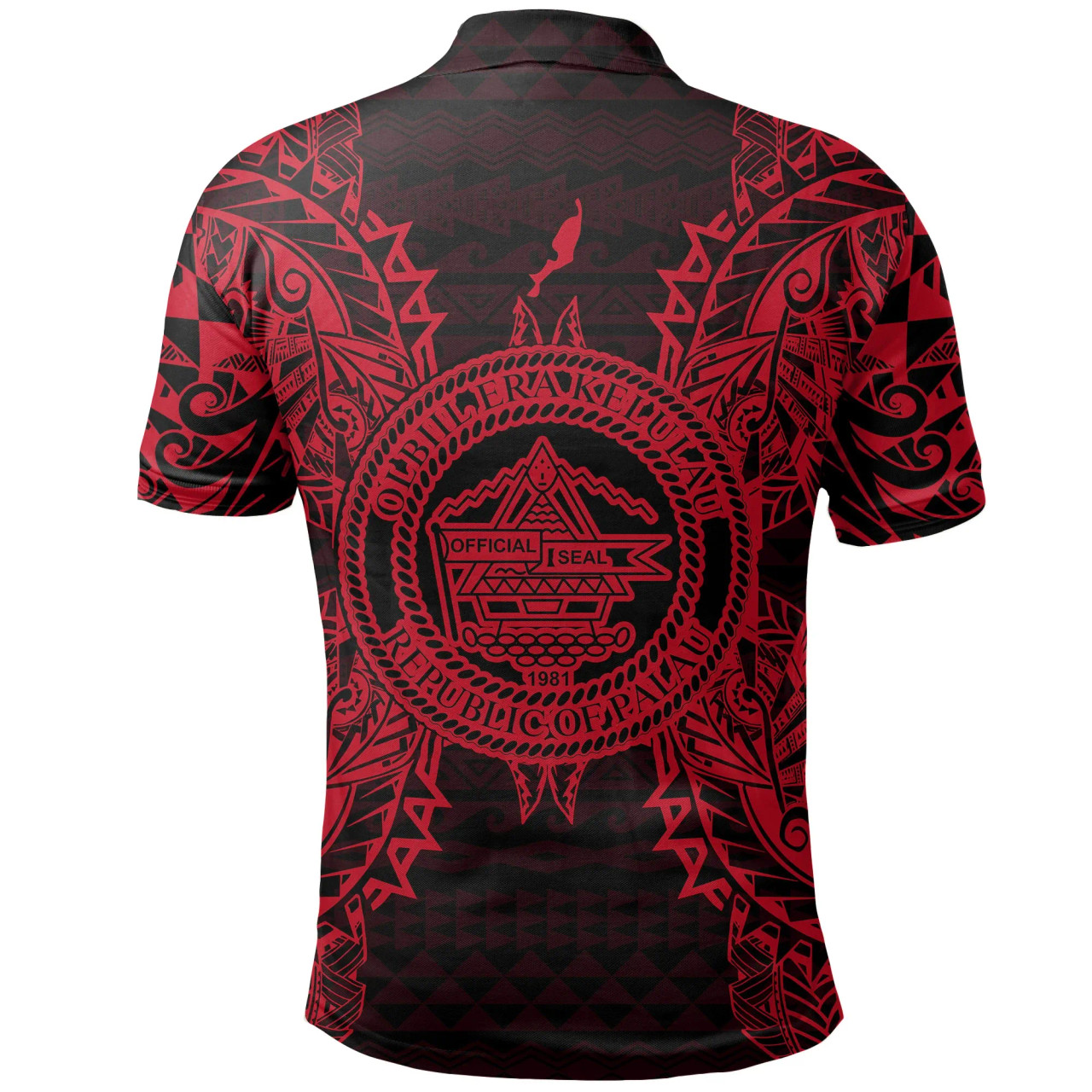 Palau Polo Shirt - Palau Seal Map Polynesian Tattoo Red 2