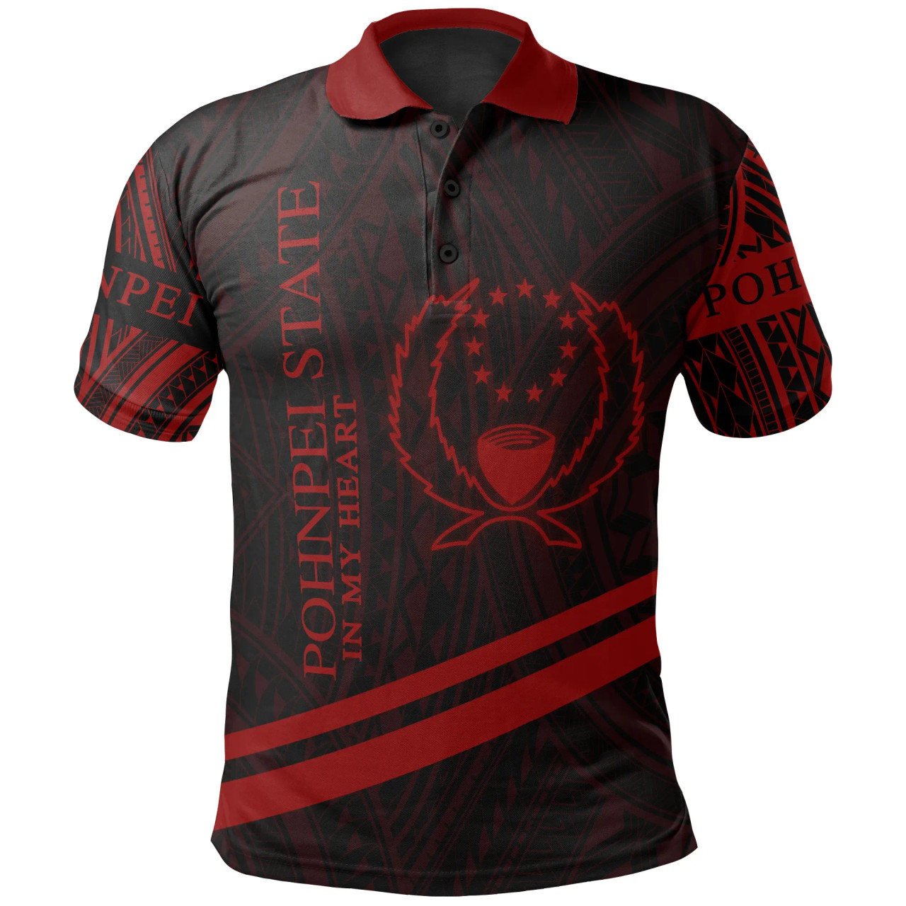 Pohnpei State Polo Shirt - In My Heart Style Red Polynesian Patterns 1