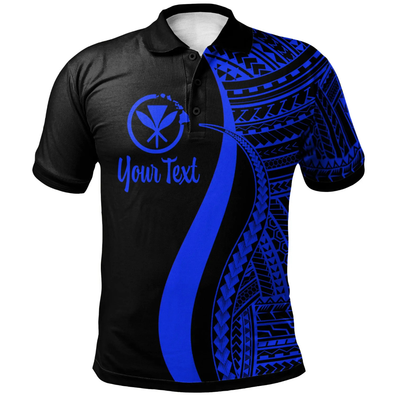 Hawaii Custom Personalised Polo Shirt Blue - Polynesian Tentacle Tribal Pattern 1