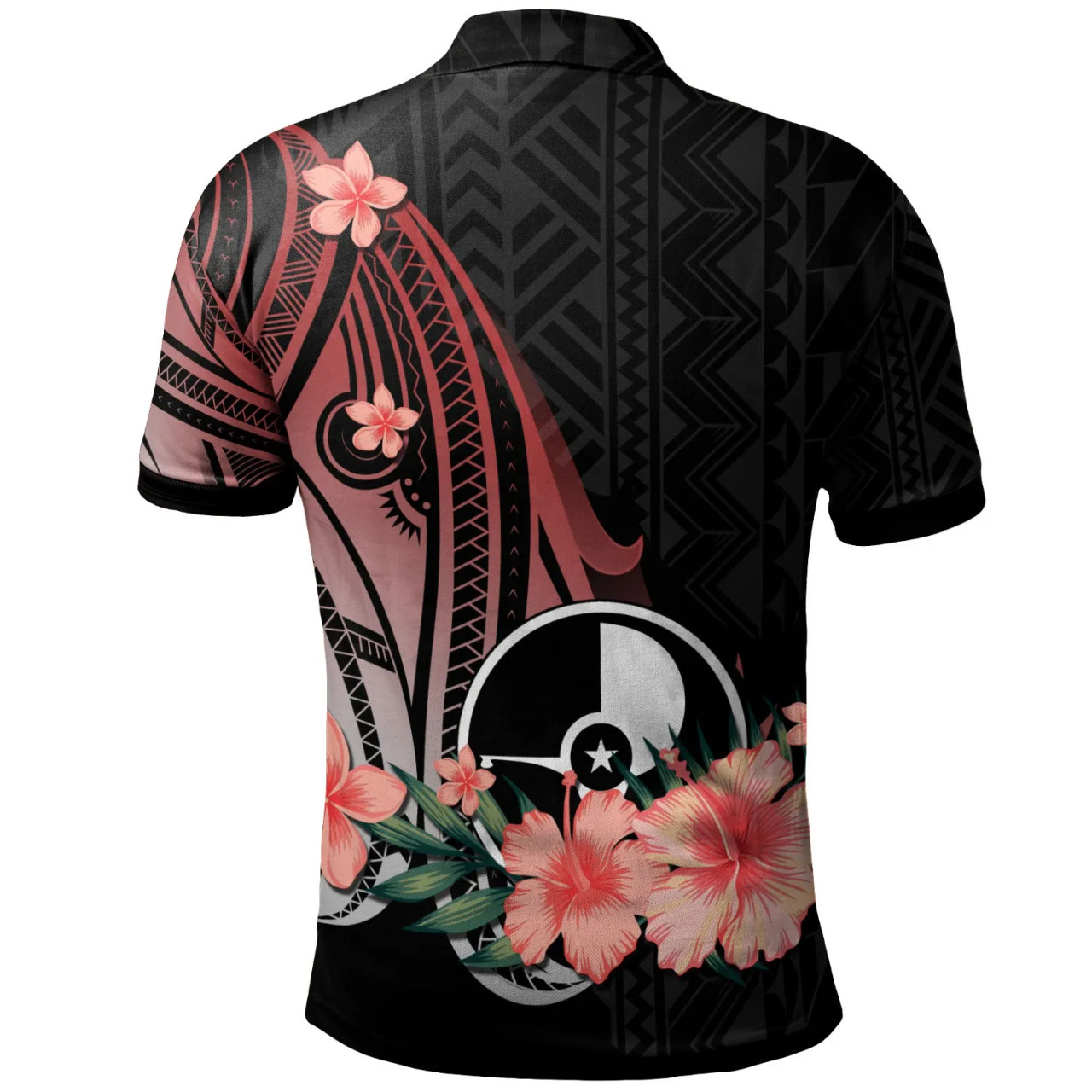 Yap Polo Shirt - Red Polynesian Hibiscus Pattern Style 2