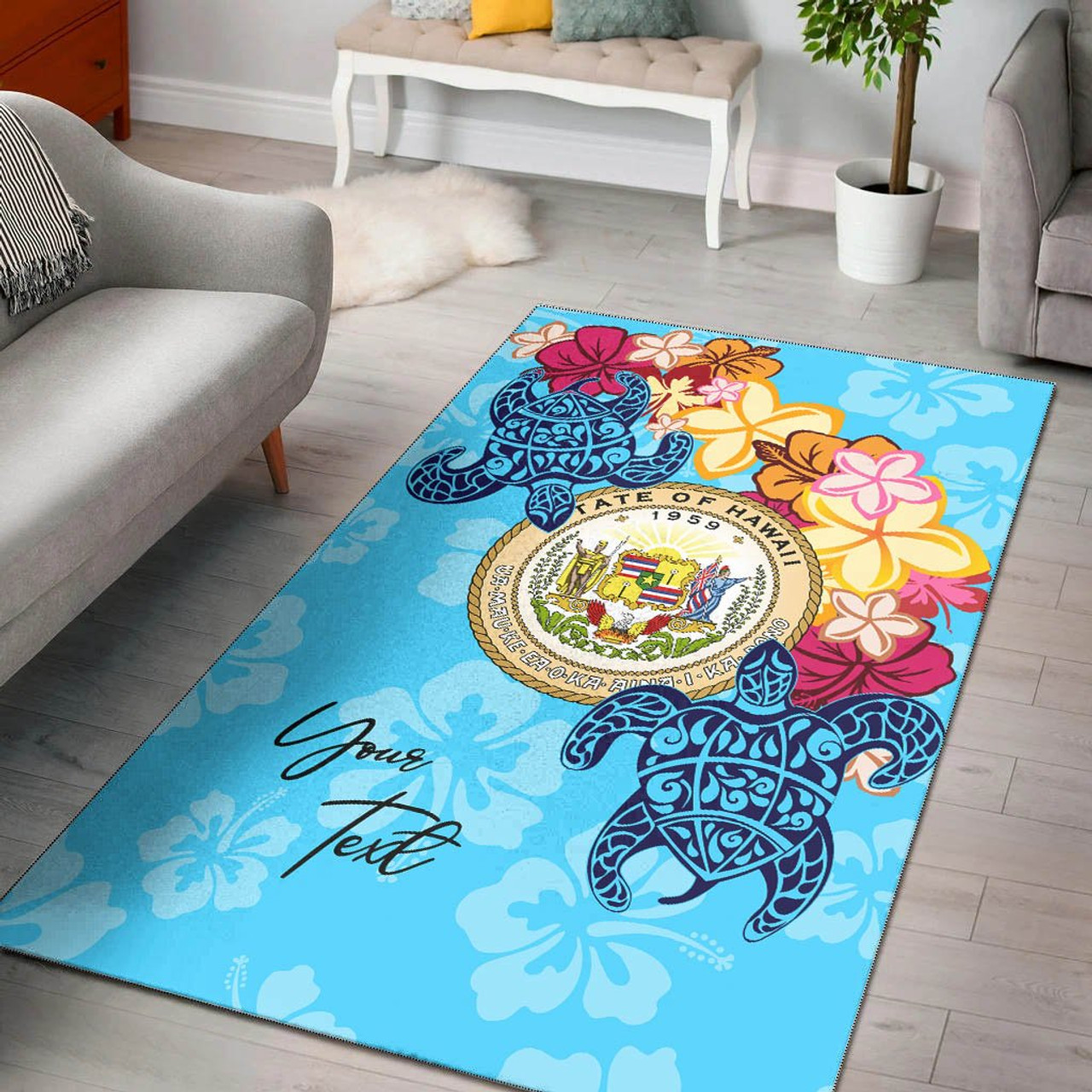 Hawaii Area Rug - Custom Personalised Tropical Style Polynesian 1