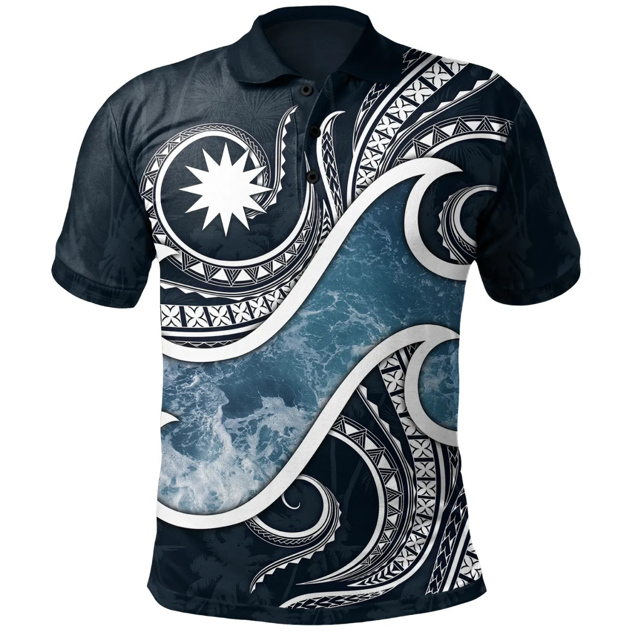 Nauru Polynesian Polo Shirt - Ocean Style 1