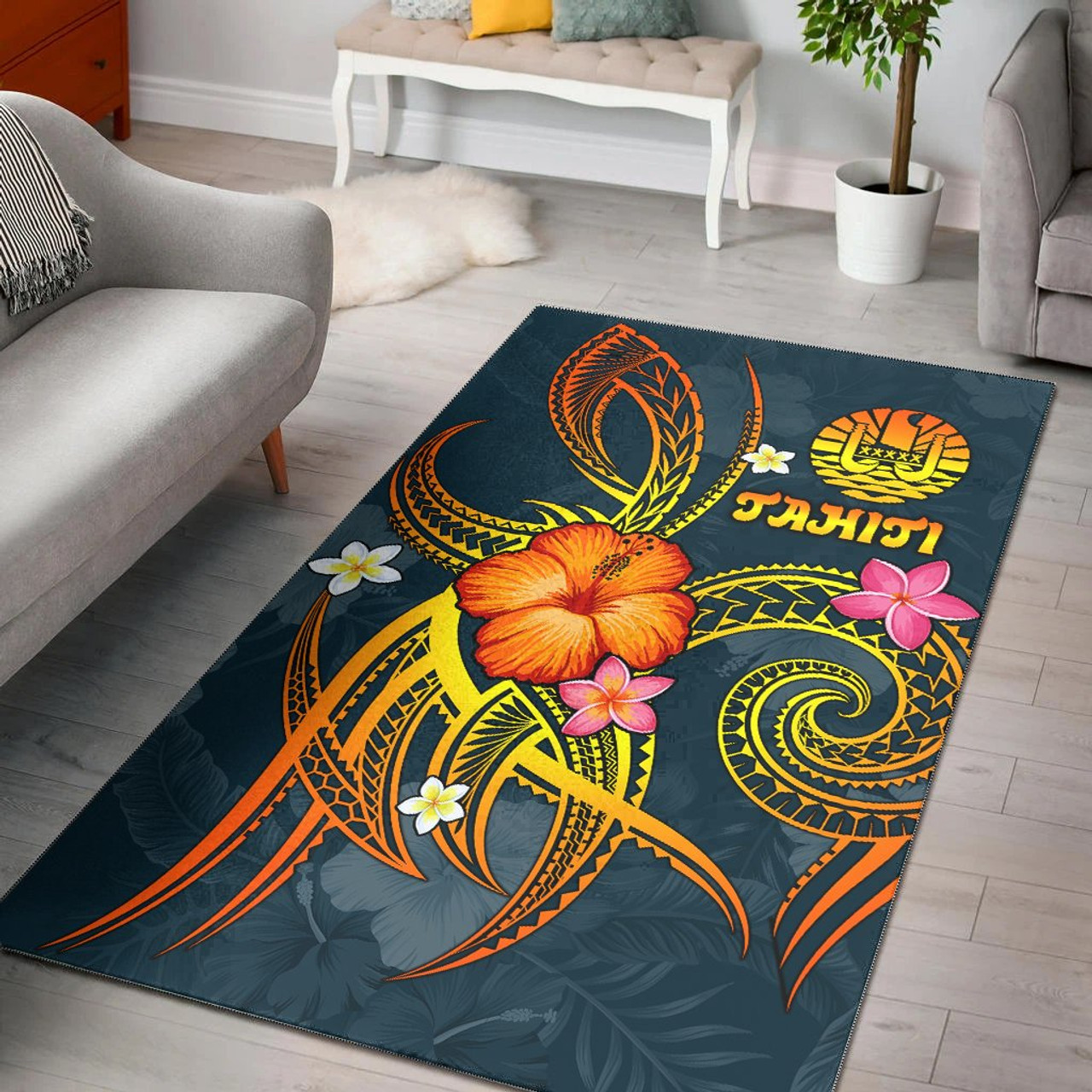 Polynesian Tahiti Area Rug - Legend of Tahiti (Blue) Polynesian 1