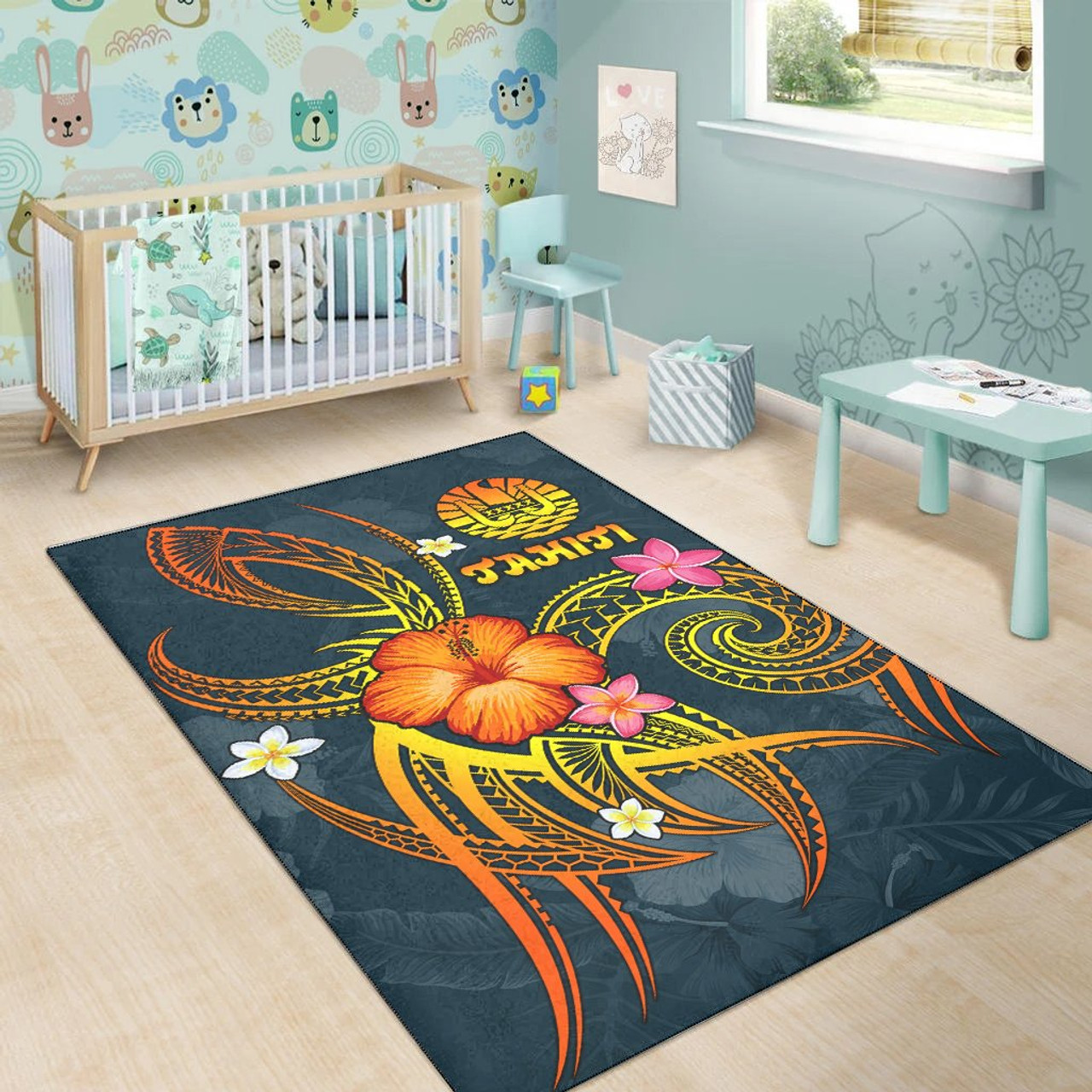 Polynesian Tahiti Area Rug - Legend of Tahiti (Blue) Polynesian 4